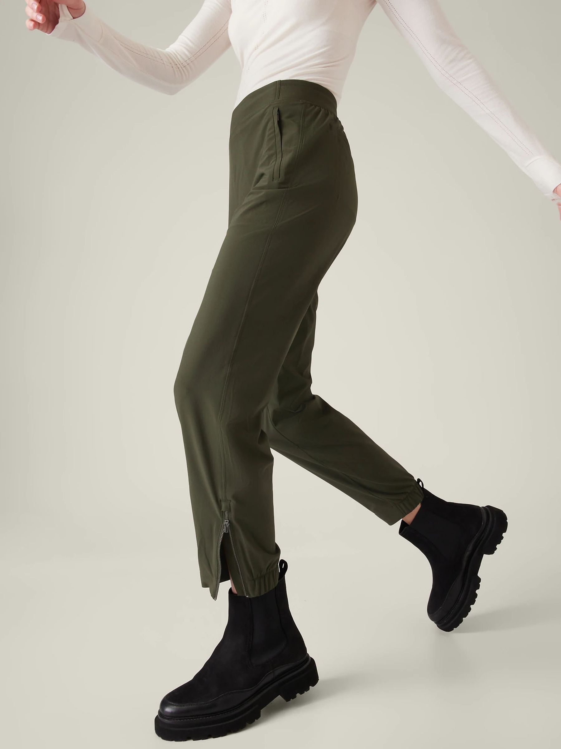 Athleta Green Brooklyn Mid Rise Featherweight Joggers - Image 3 of 5