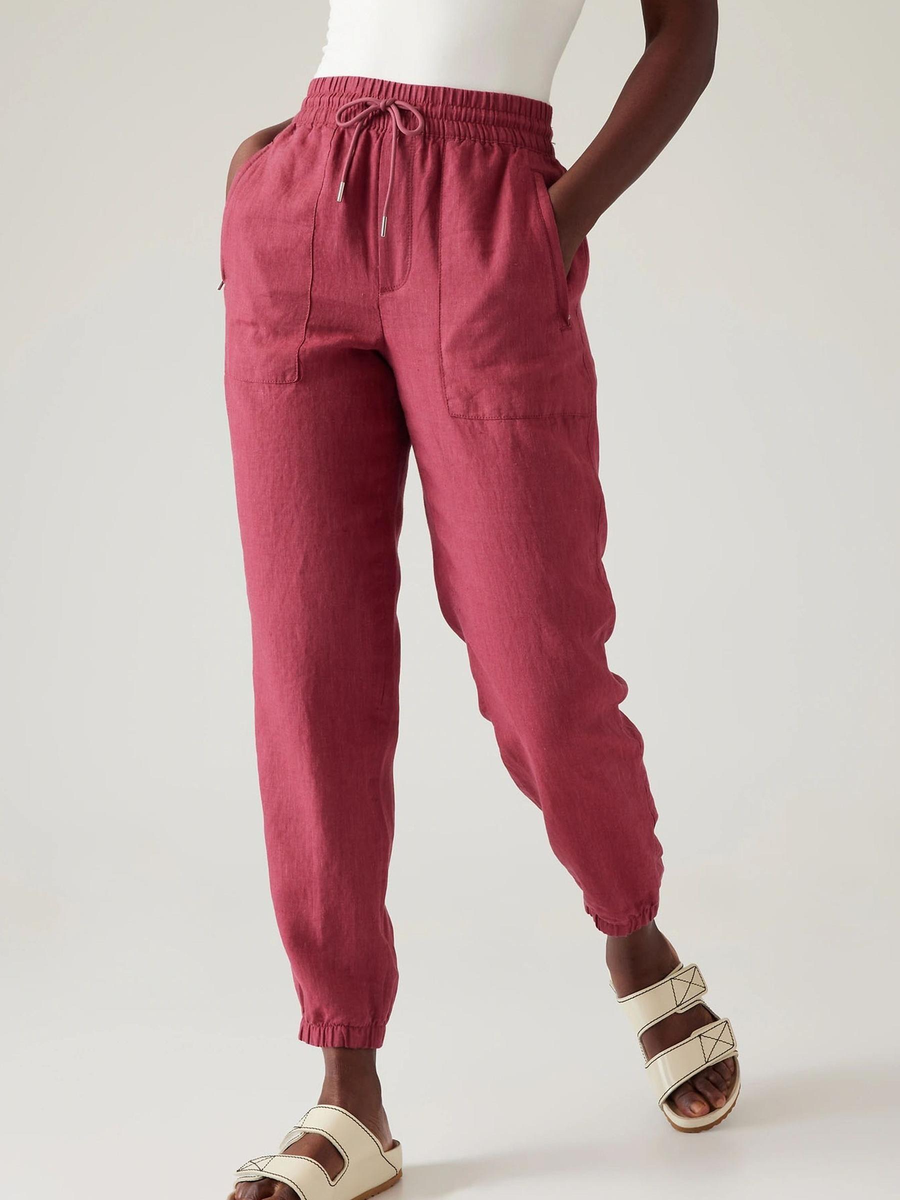 Athleta Red Retreat Linen Jogger - Image 1 of 5