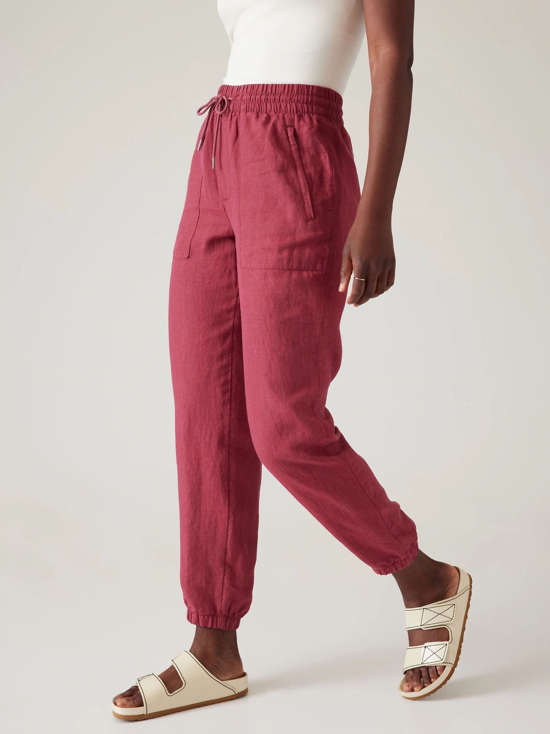 Athleta Red Retreat Linen Jogger - Image 3 of 5