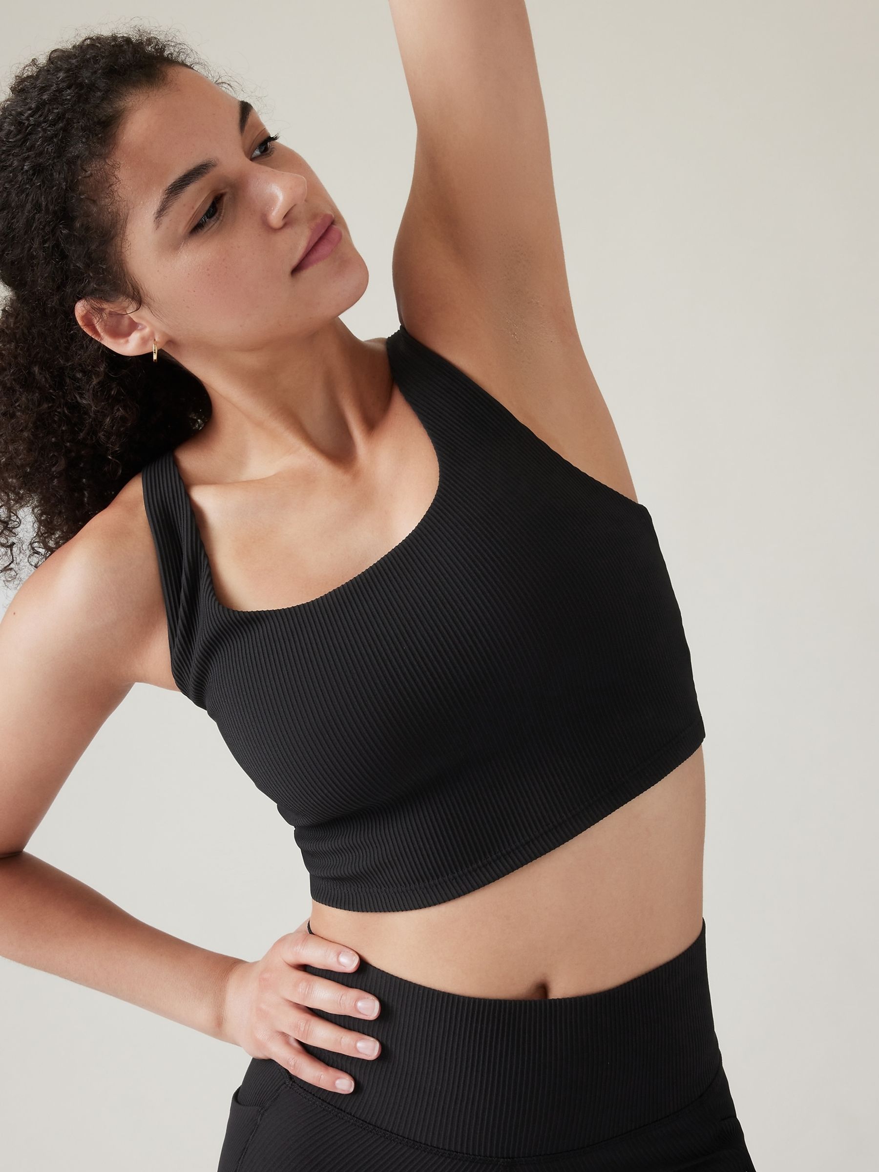 Athleta Black D-DD Cup Ribbed Cut-Out Longline Low Impact Sports Bra - Image 3 of 5