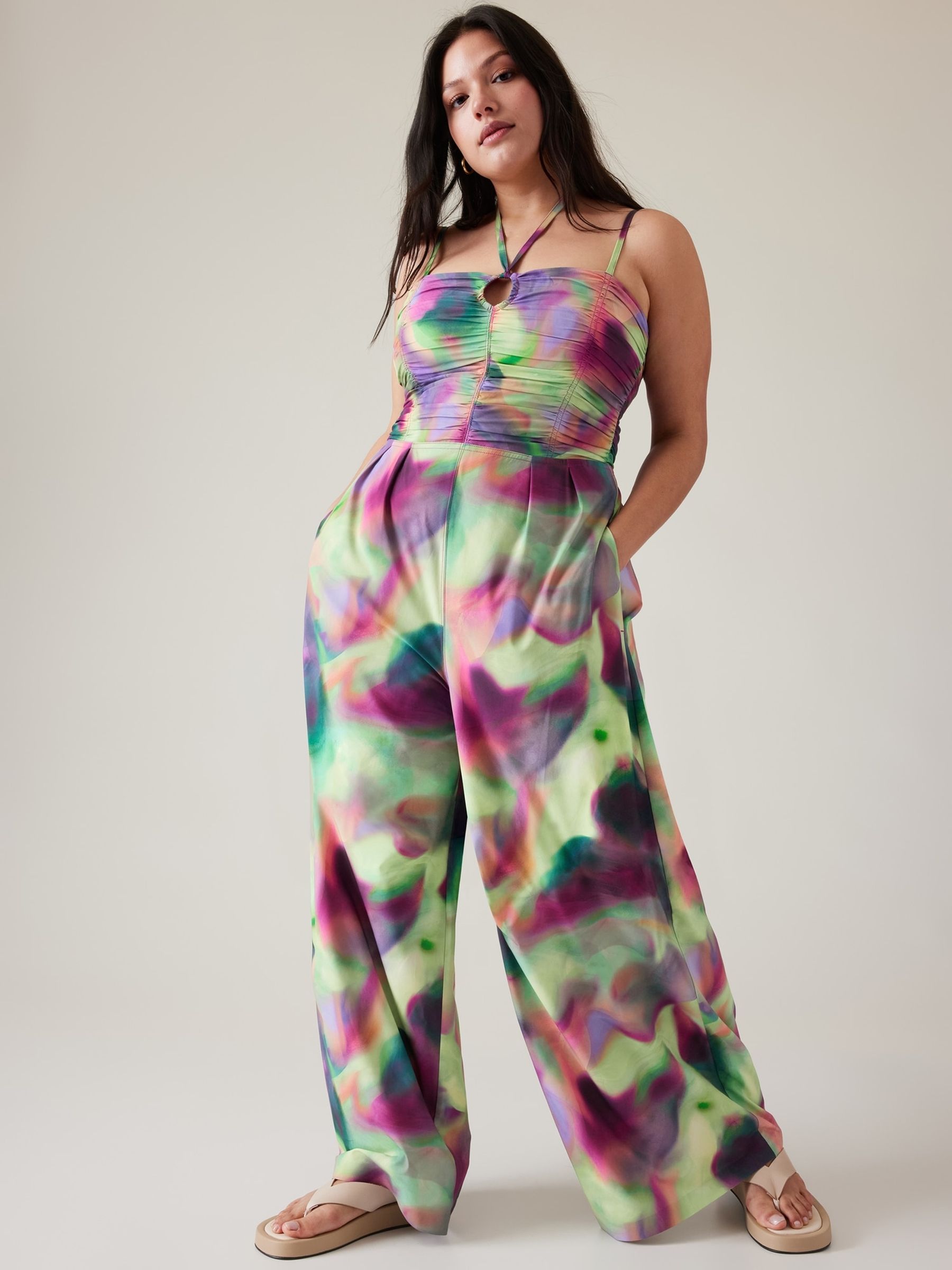 Athleta Purple/Green Alicia Keys Enlighten Up Jumpsuit - Image 3 of 3