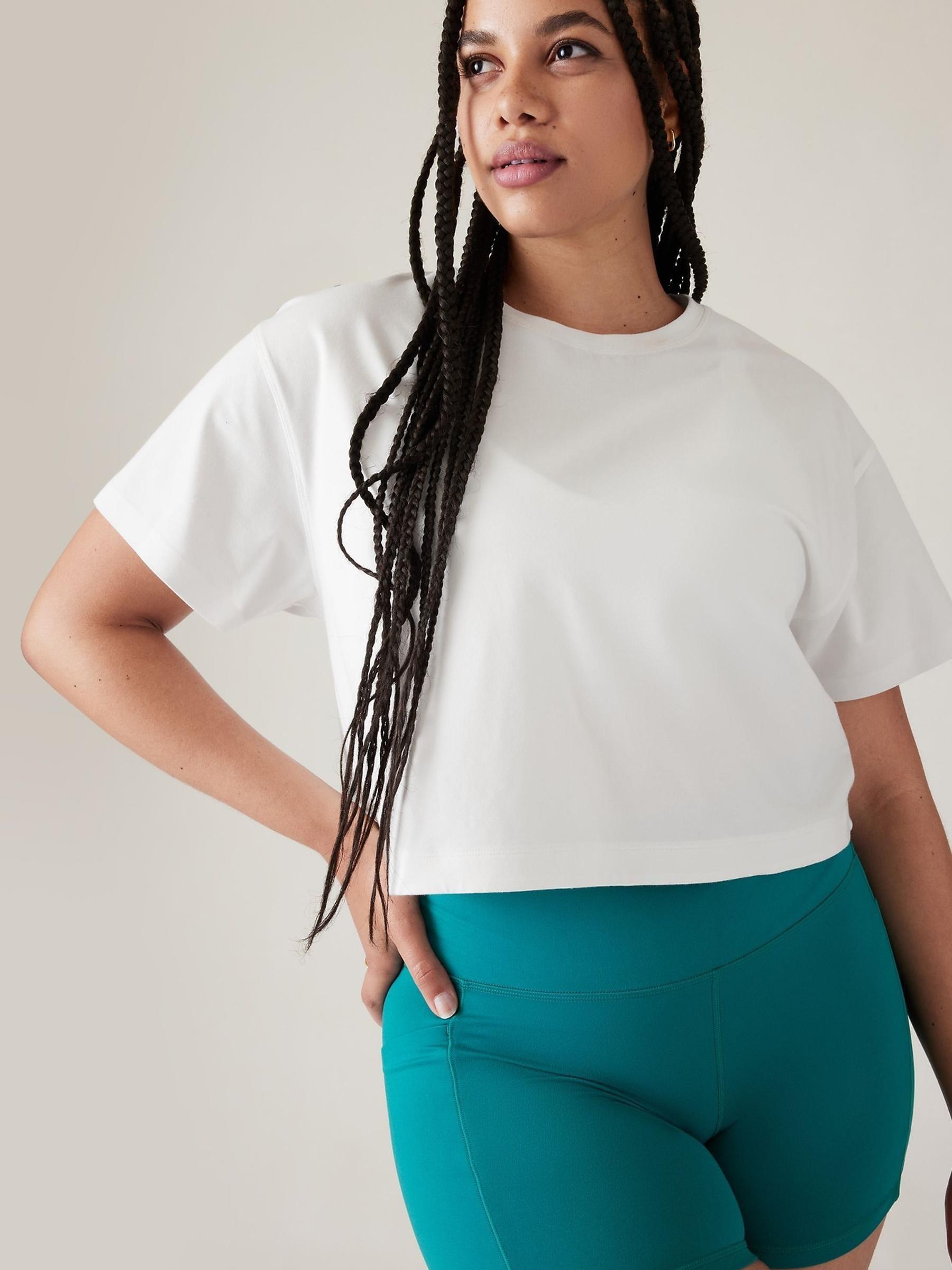 Athleta White Effortless Crop T-Shirt - Image 1 of 1