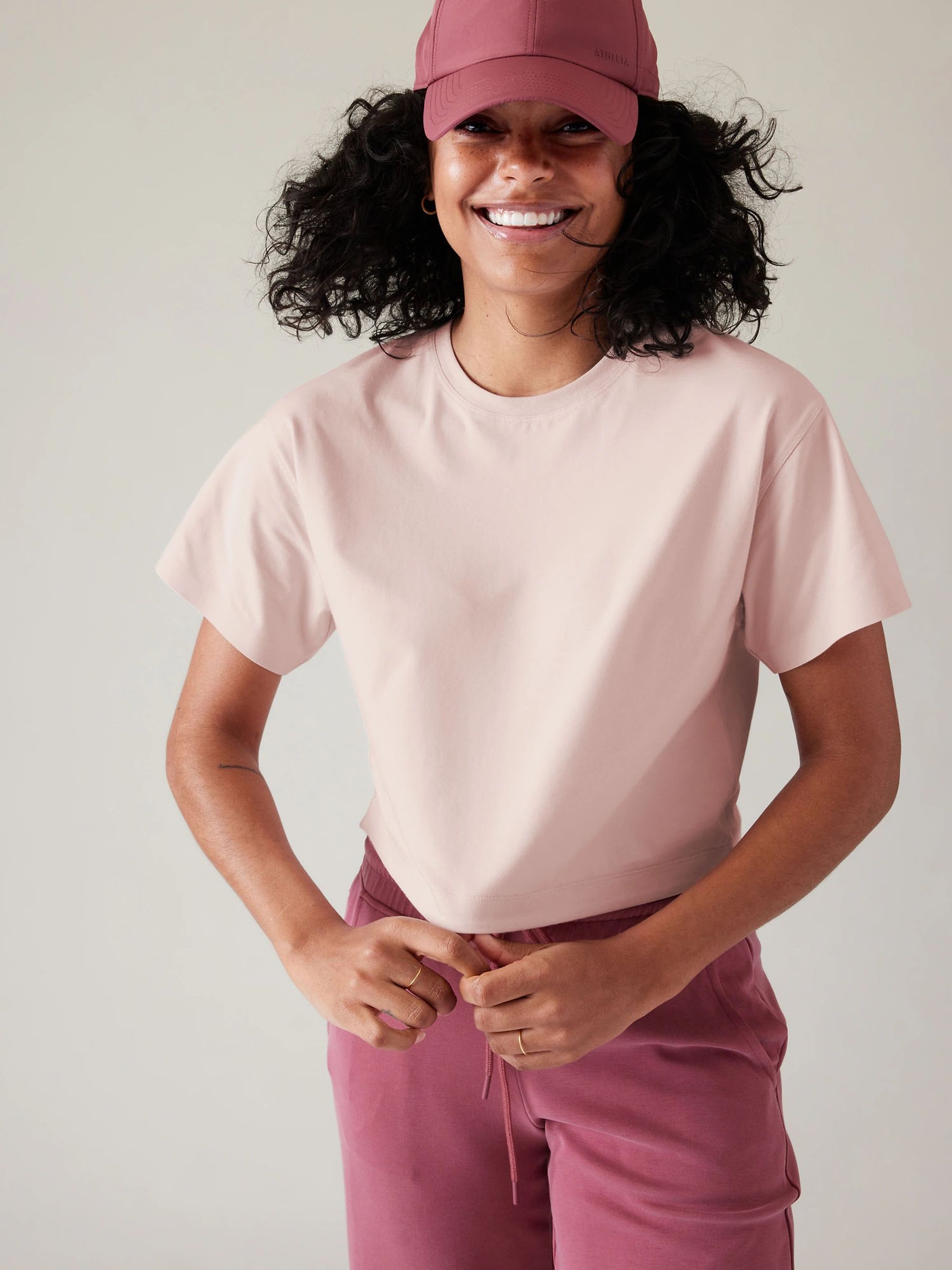 Athleta Pink Effortless Crop T-Shirt - Image 1 of 1
