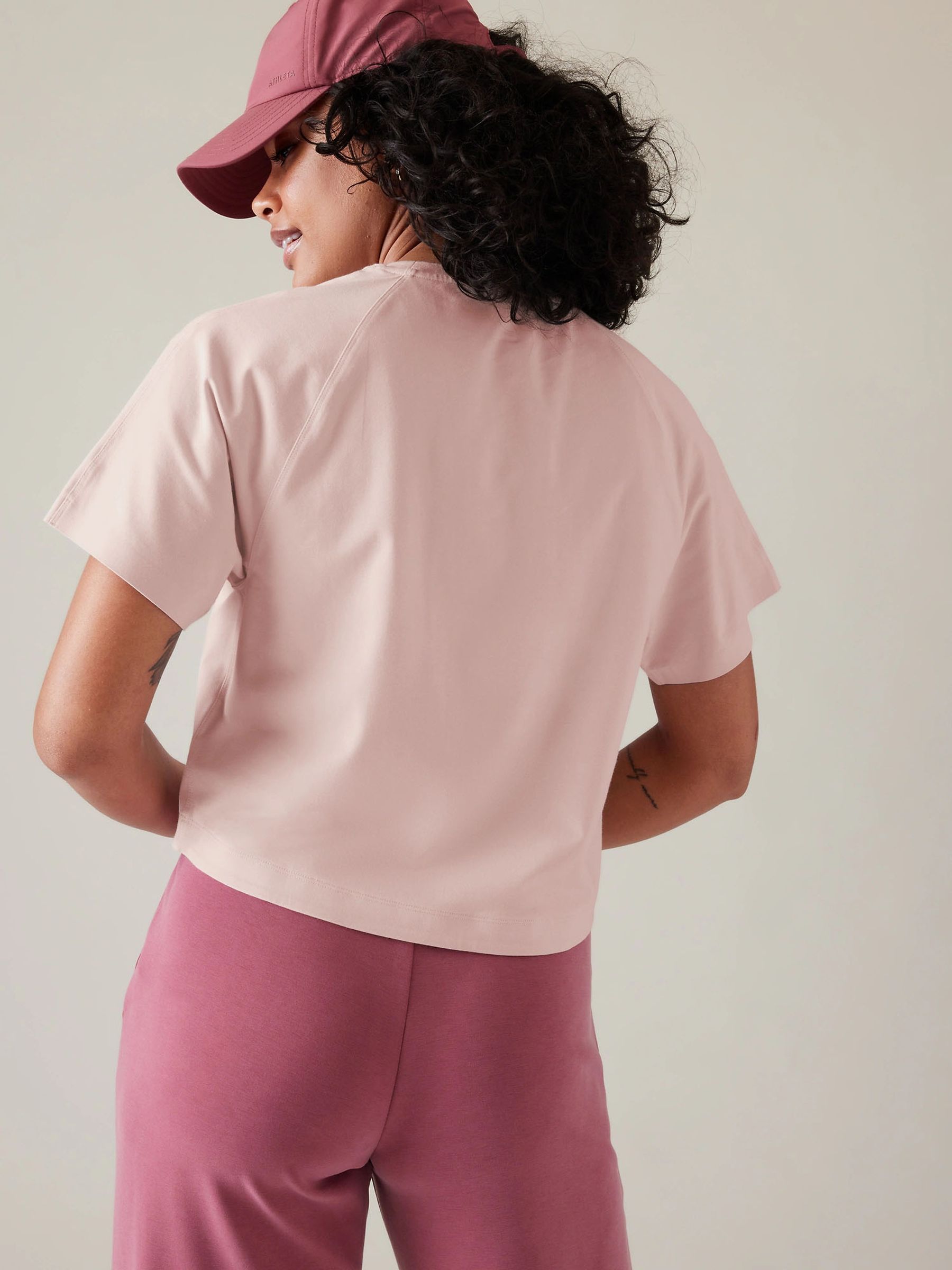 Athleta Pink Effortless Crop T-Shirt - Image 2 of 3