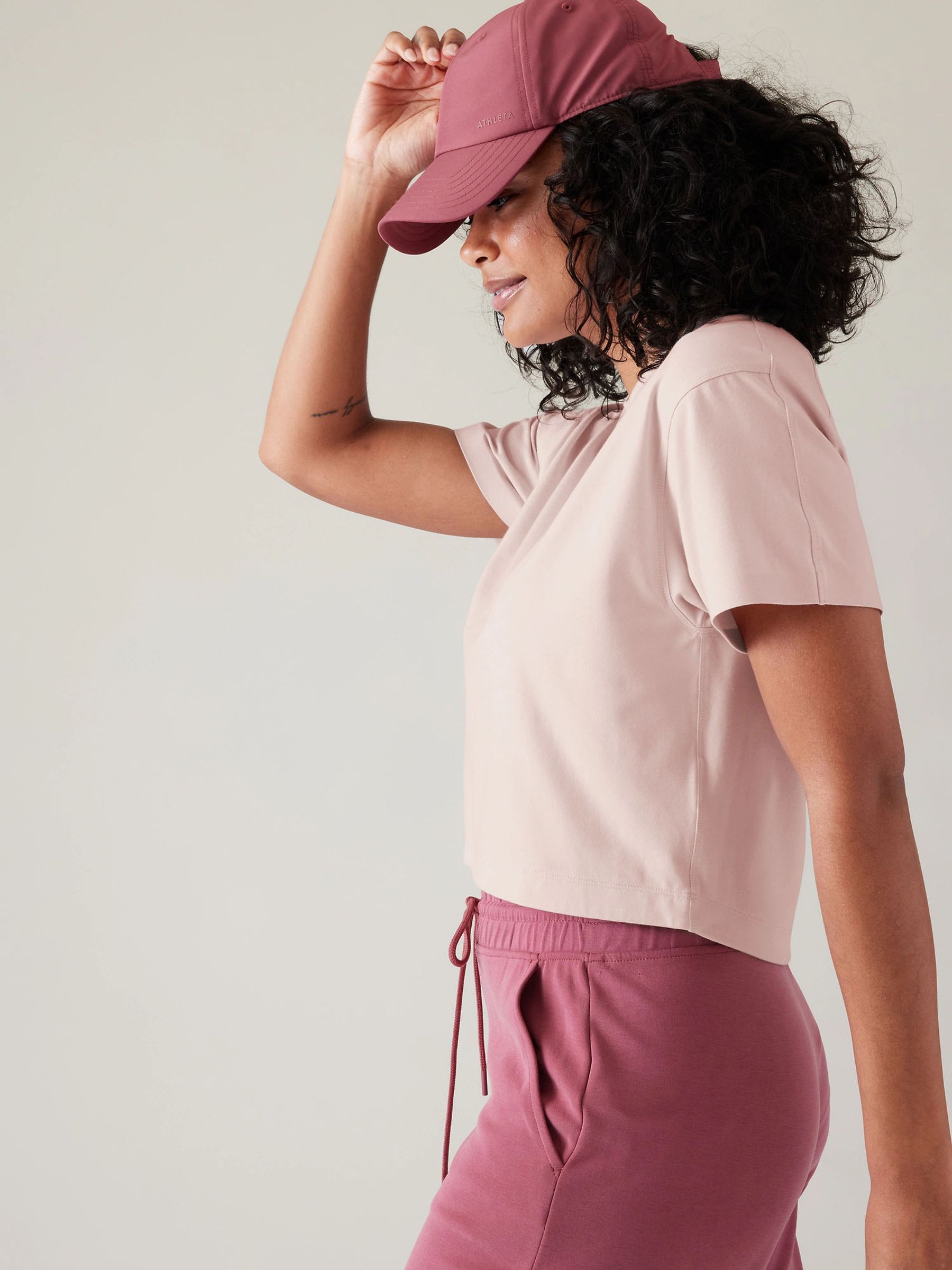 Athleta Pink Effortless Crop T-Shirt - Image 3 of 3