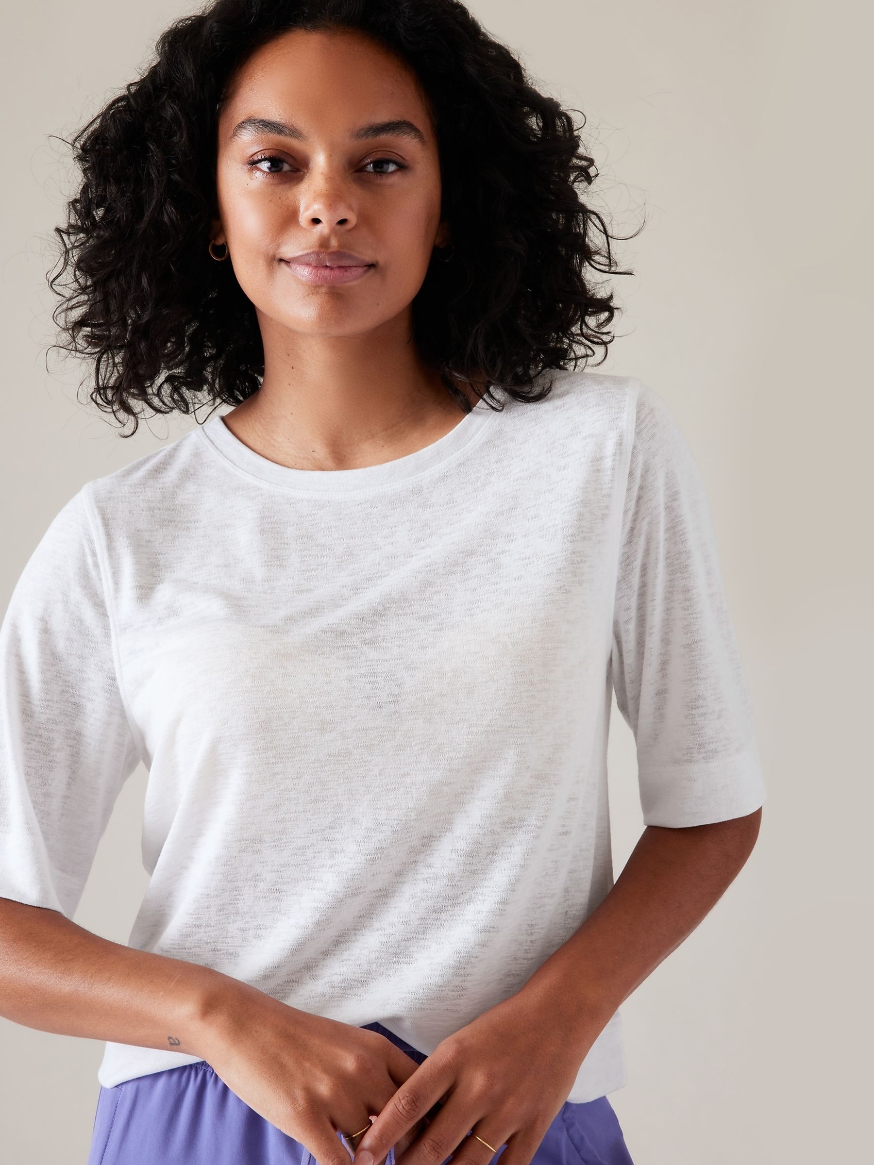 Athleta White Breezy Serene T-Shirt - Image 1 of 6