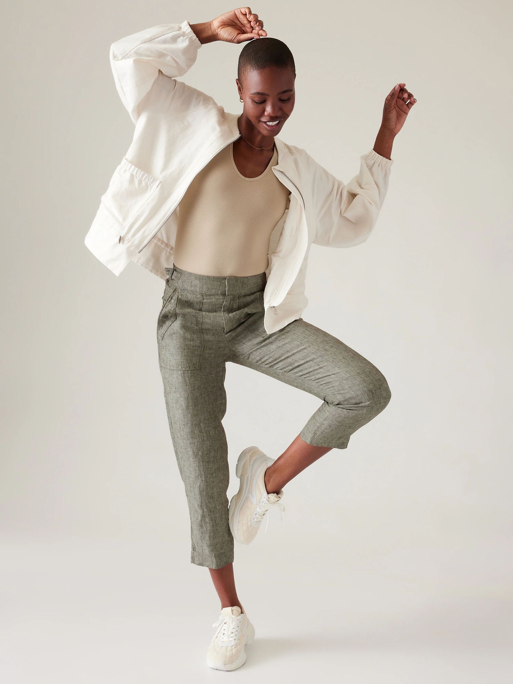 Athleta Green Voyager Linen Trousers - Image 5 of 5