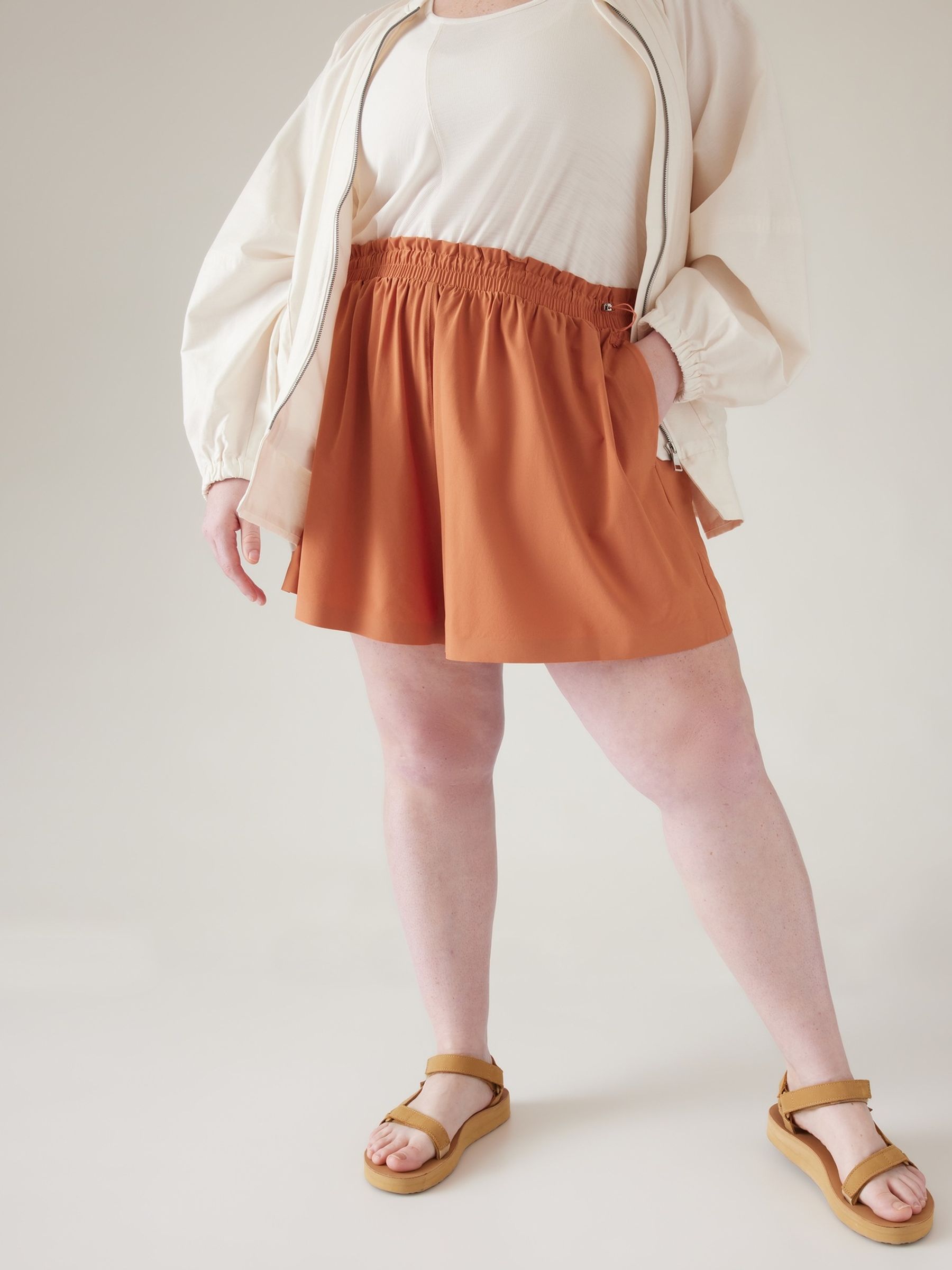 Athleta Orange Alicia Keys Enlighten Up Flutter Shorts - Image 1 of 4