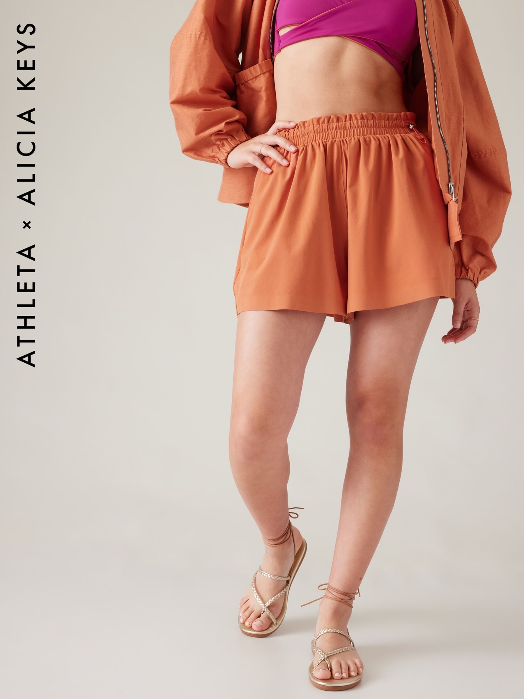 Athleta Orange Alicia Keys Enlighten Up Flutter Shorts - Image 3 of 4