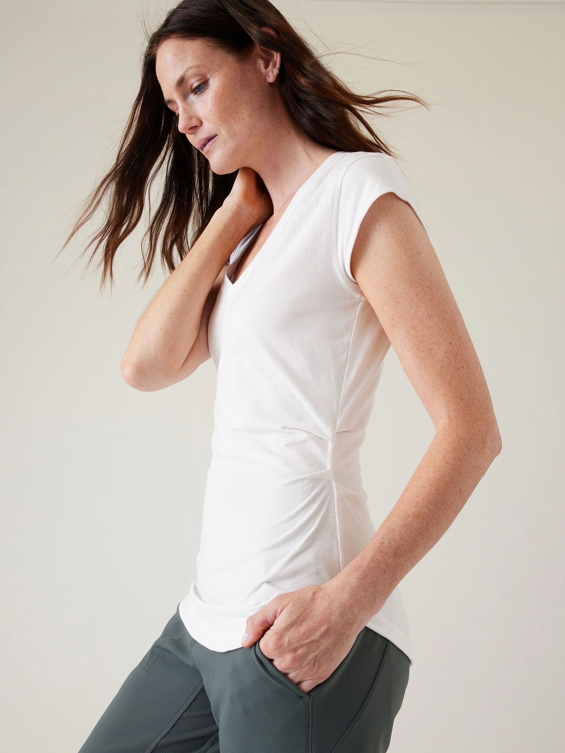 Athleta White Outbound V-Neck T-Shirt - Image 4 of 6