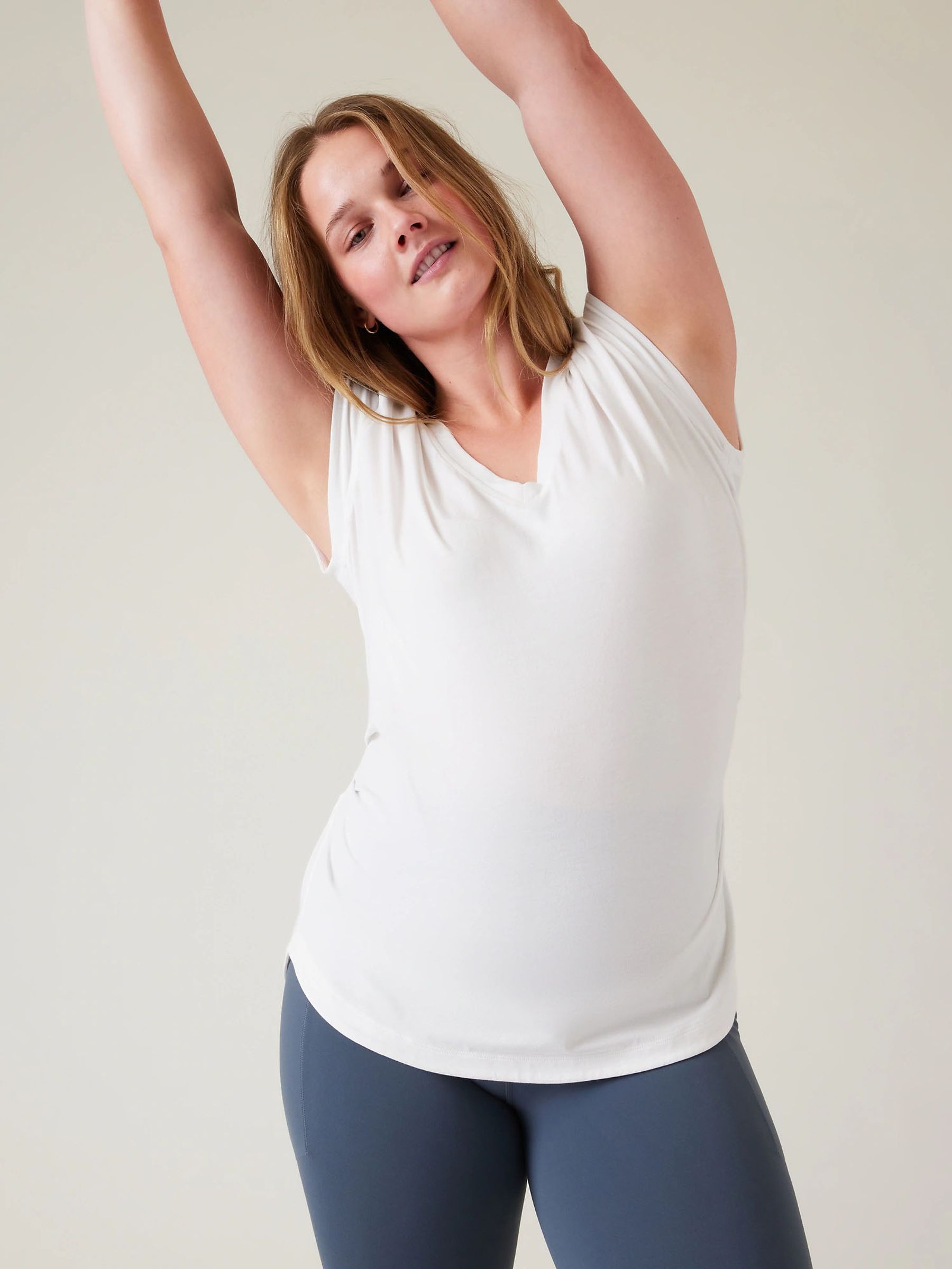 Athleta White Outbound V-Neck T-Shirt - Image 5 of 6