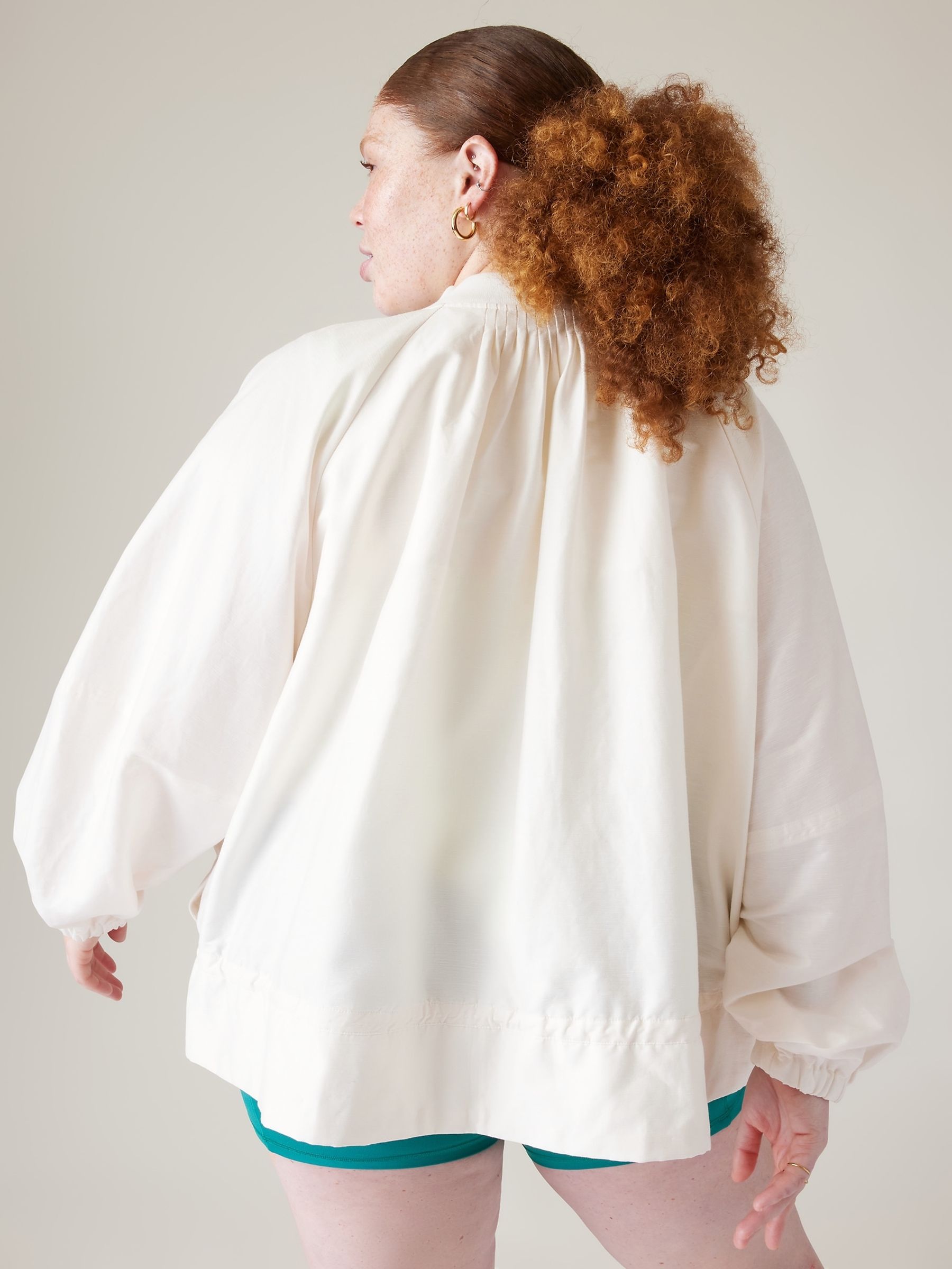 Athleta White Alicia Keys Enlighten Up Linen-Blend Bomber Jacket - Image 3 of 5