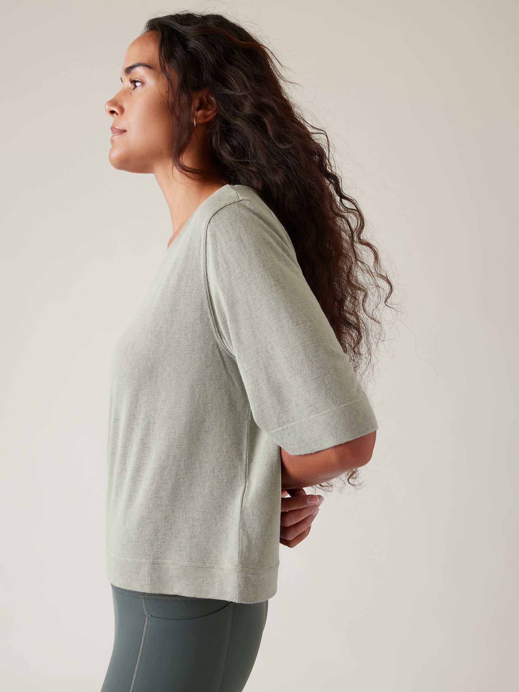 Athleta Khaki Green Breezy Serene T-Shirt - Image 2 of 4