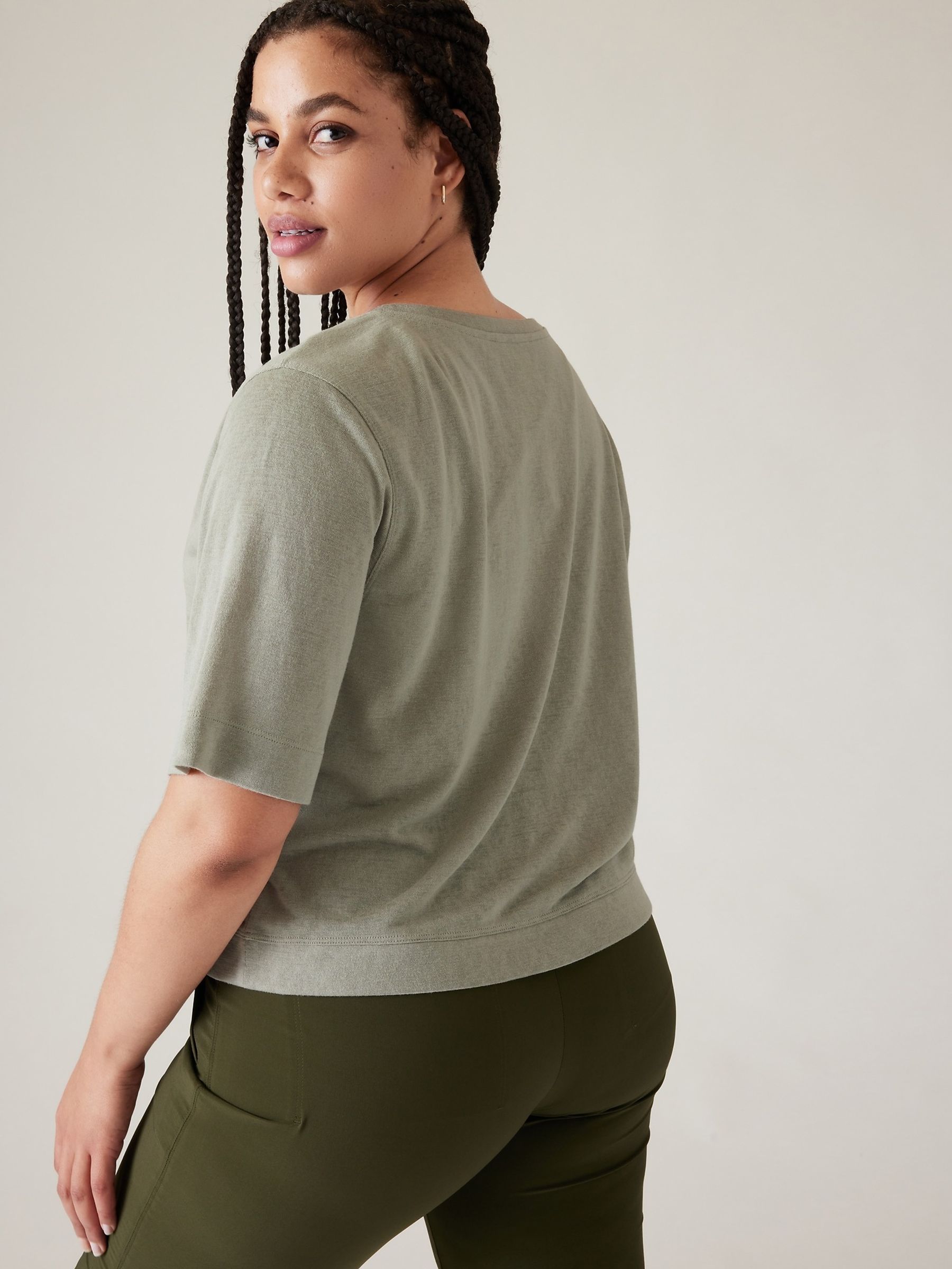 Athleta Khaki Green Breezy Serene T-Shirt - Image 4 of 4