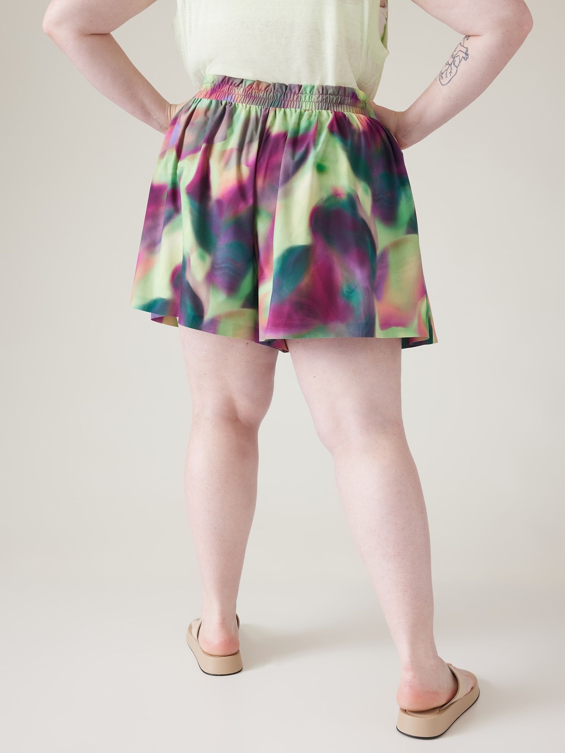 Athleta Purple/Green Alicia Keys Enlighten Up Flutter Shorts - Image 4 of 4
