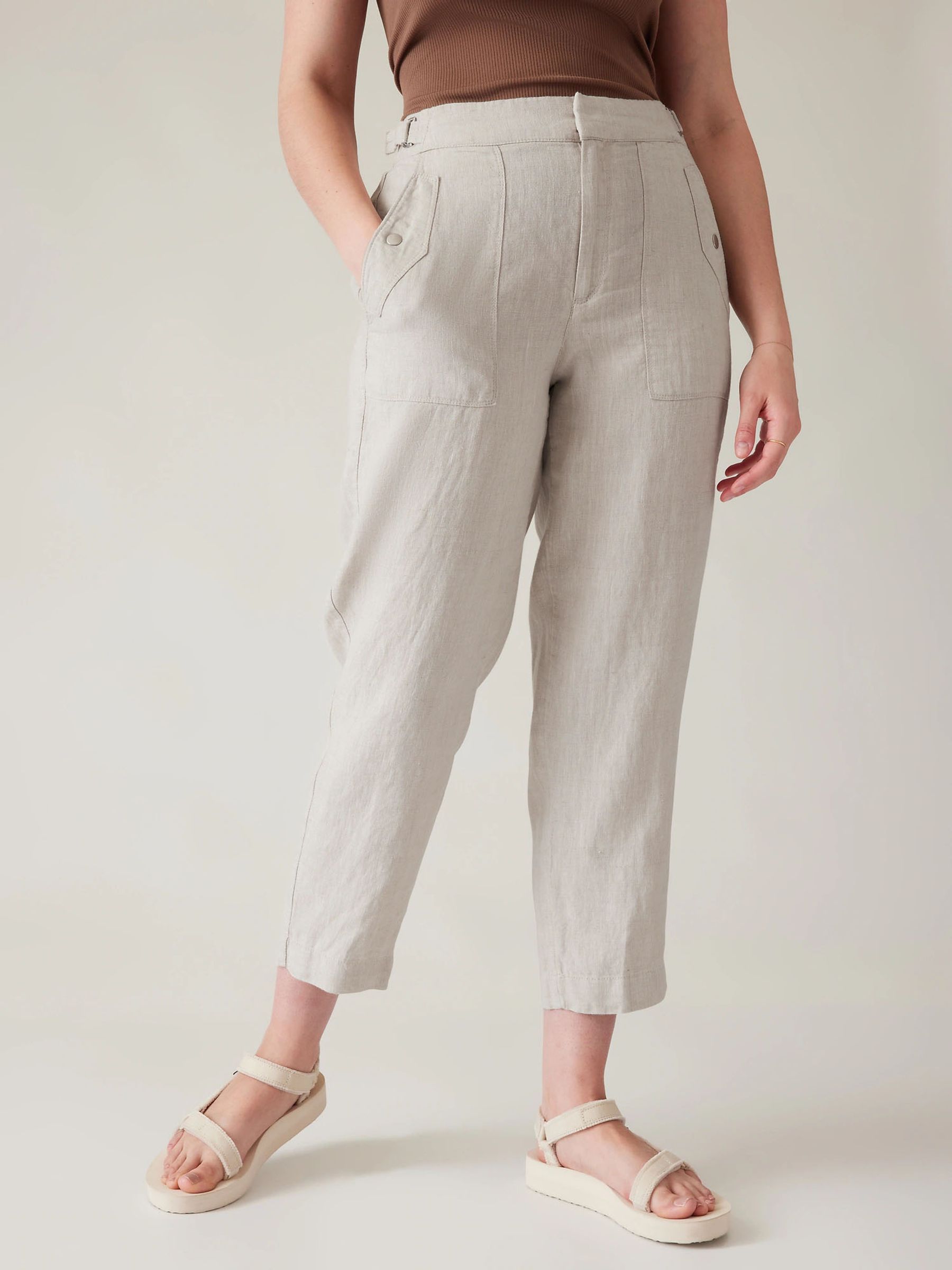Athleta Beige Voyager Linen Trousers - Image 1 of 2