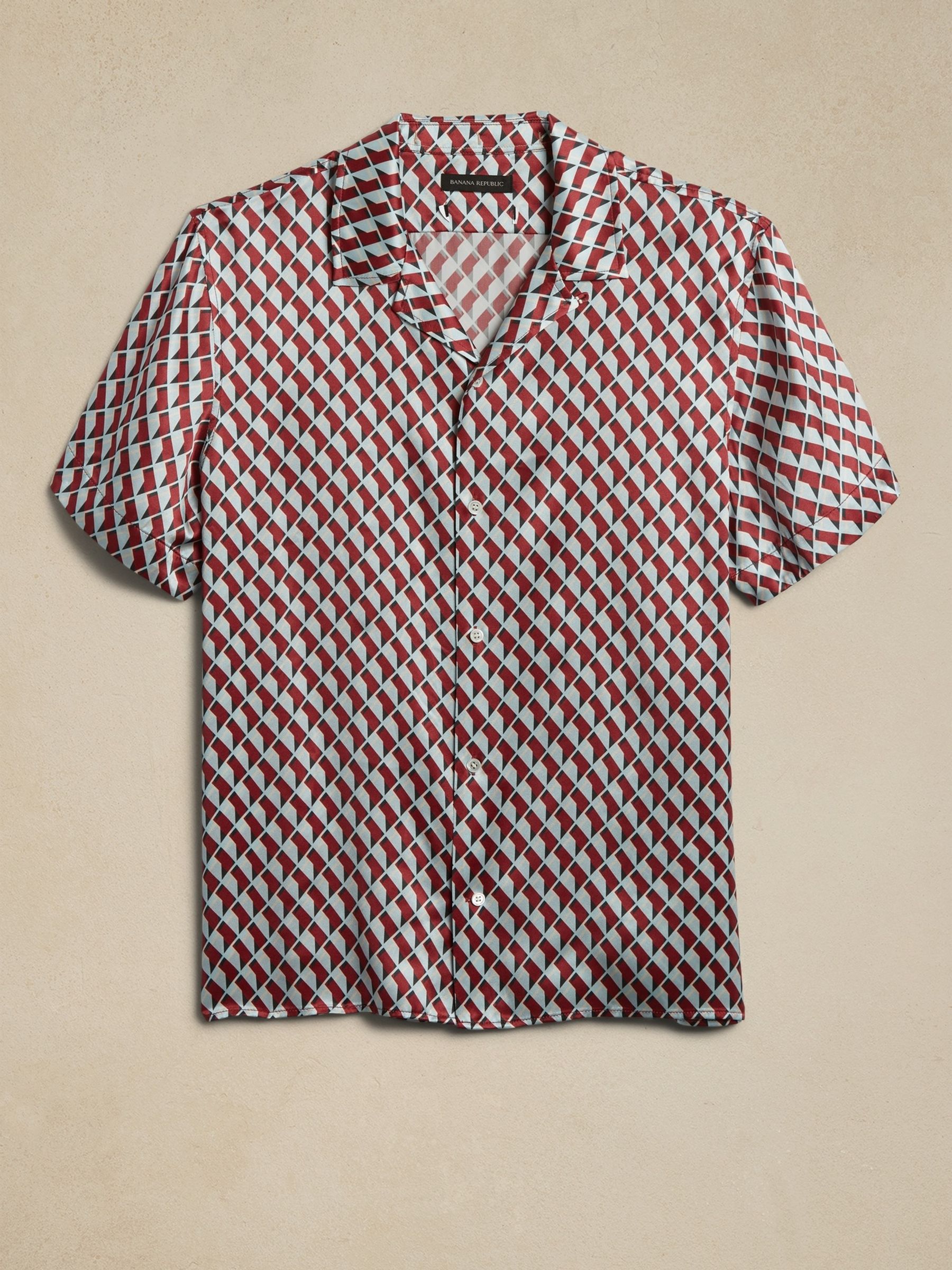 Banana Republic Red Timm Resort Silk Shirt - Image 4 of 4