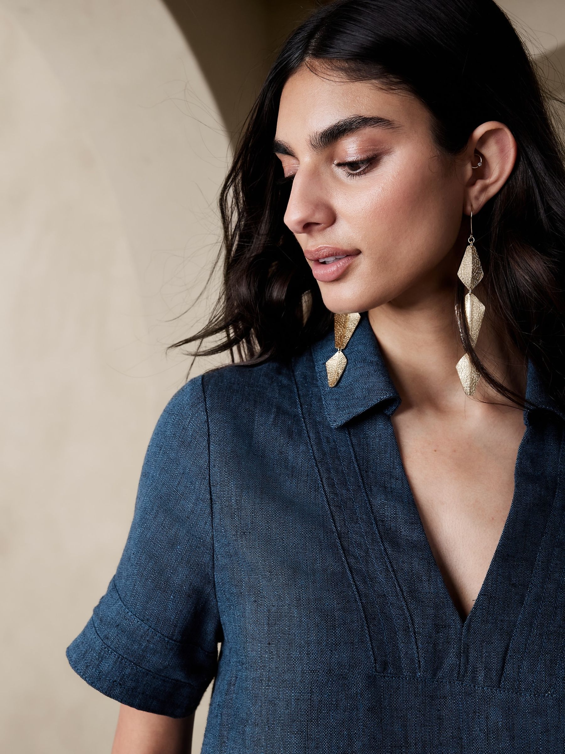 Banana Republic Blue Cruz Linen Maxi Shirt Dress - Image 3 of 4