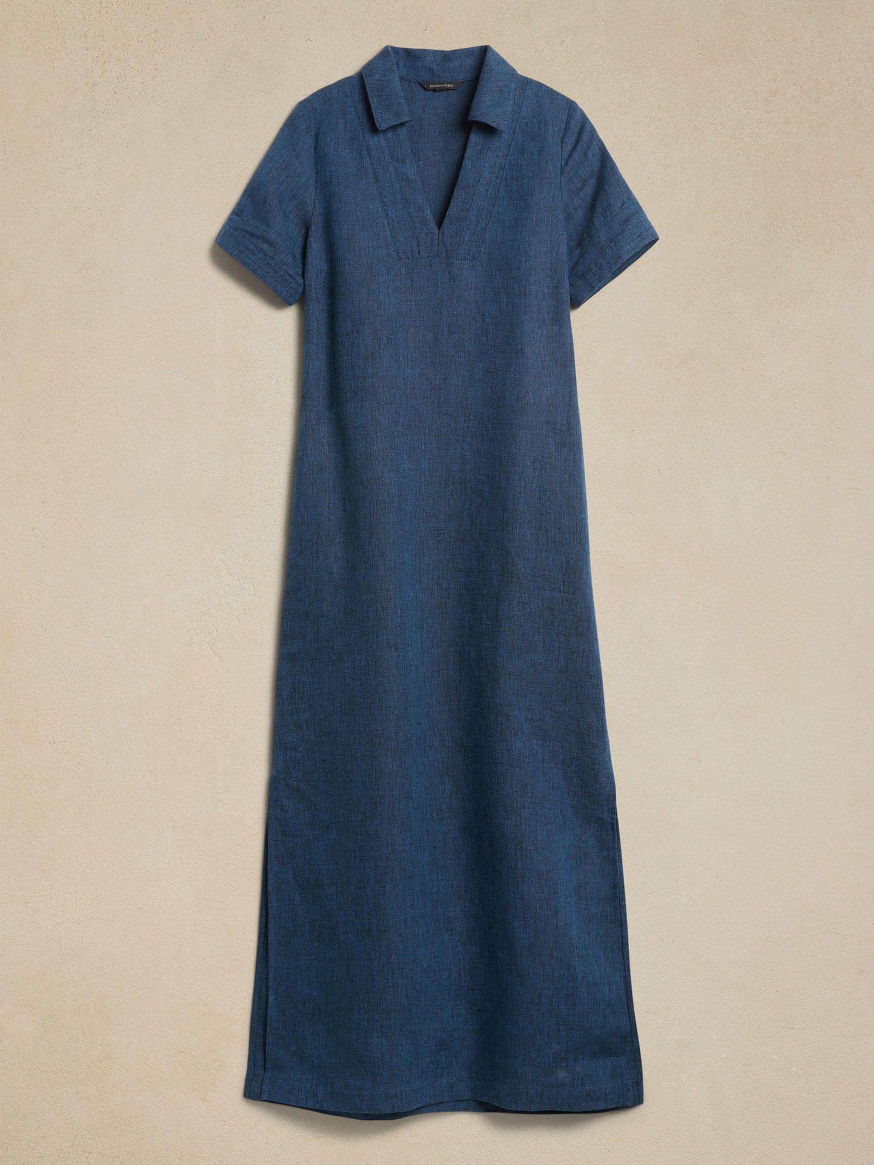 Banana Republic Blue Cruz Linen Maxi Shirt Dress - Image 4 of 4