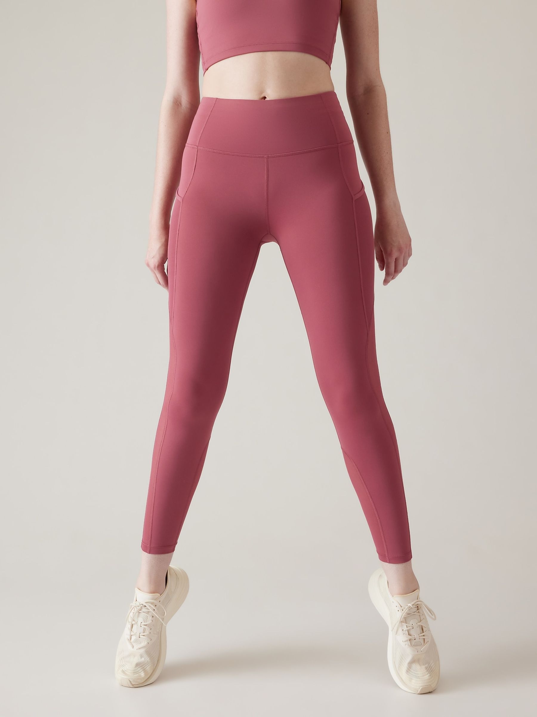 Athleta Pink Ultimate Stash Mesh 7/8 Leggings - Image 1 of 4