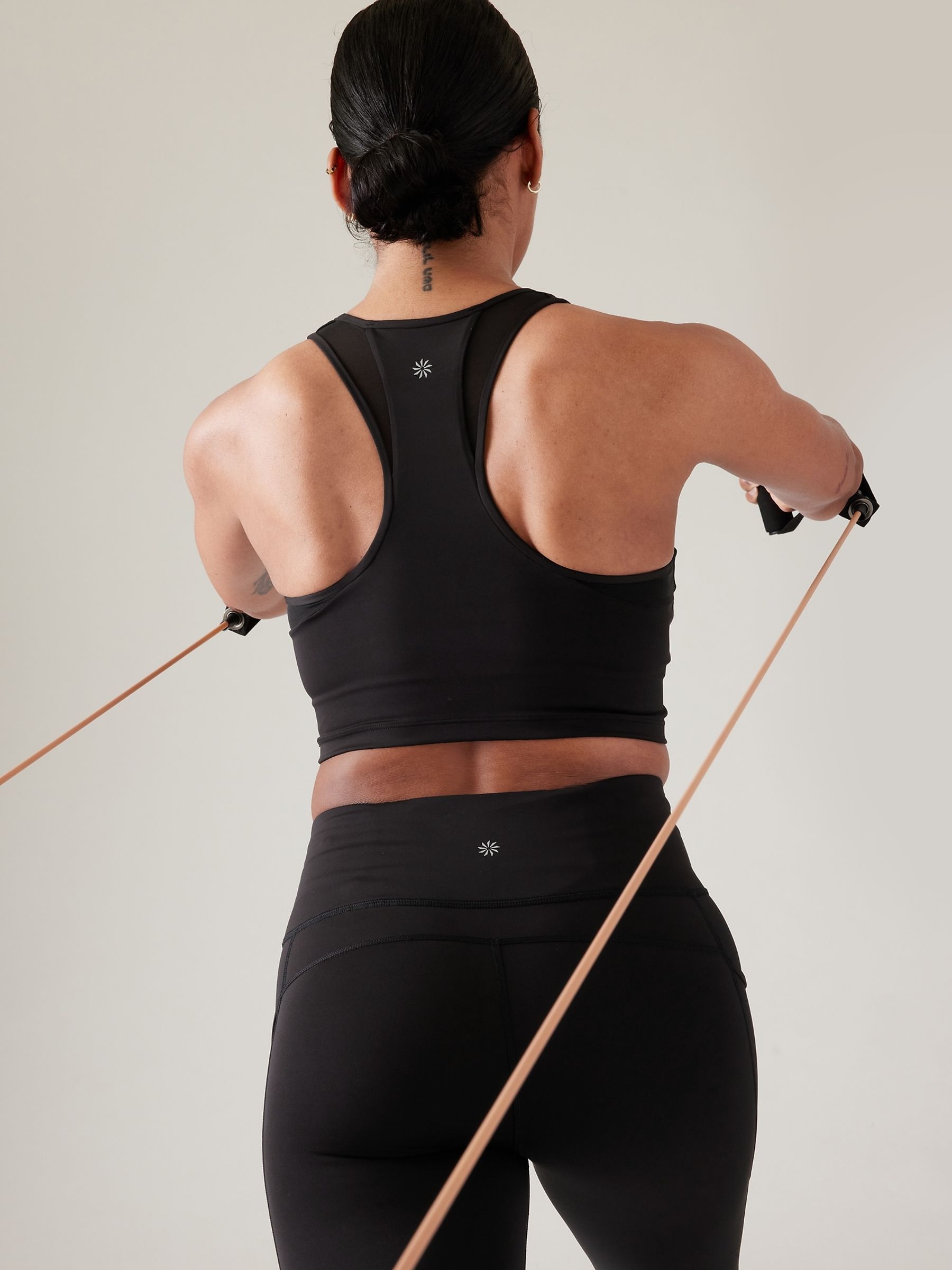 Athleta Black Conscious Mesh Crop Medium Impact Sports Bra - Image 2 of 3