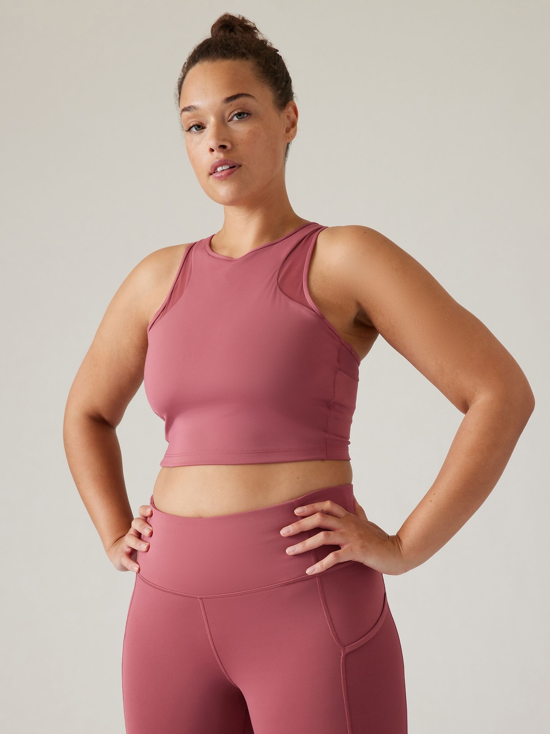 Athleta Pink Conscious Mesh Crop Medium Impact Sports Bra - Image 4 of 4