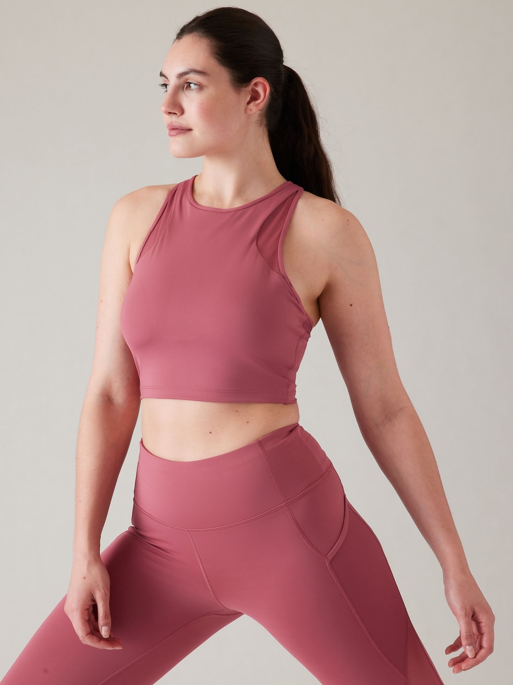 Athleta Pink Conscious Mesh Crop Medium Impact Sports Bra - Image 3 of 6