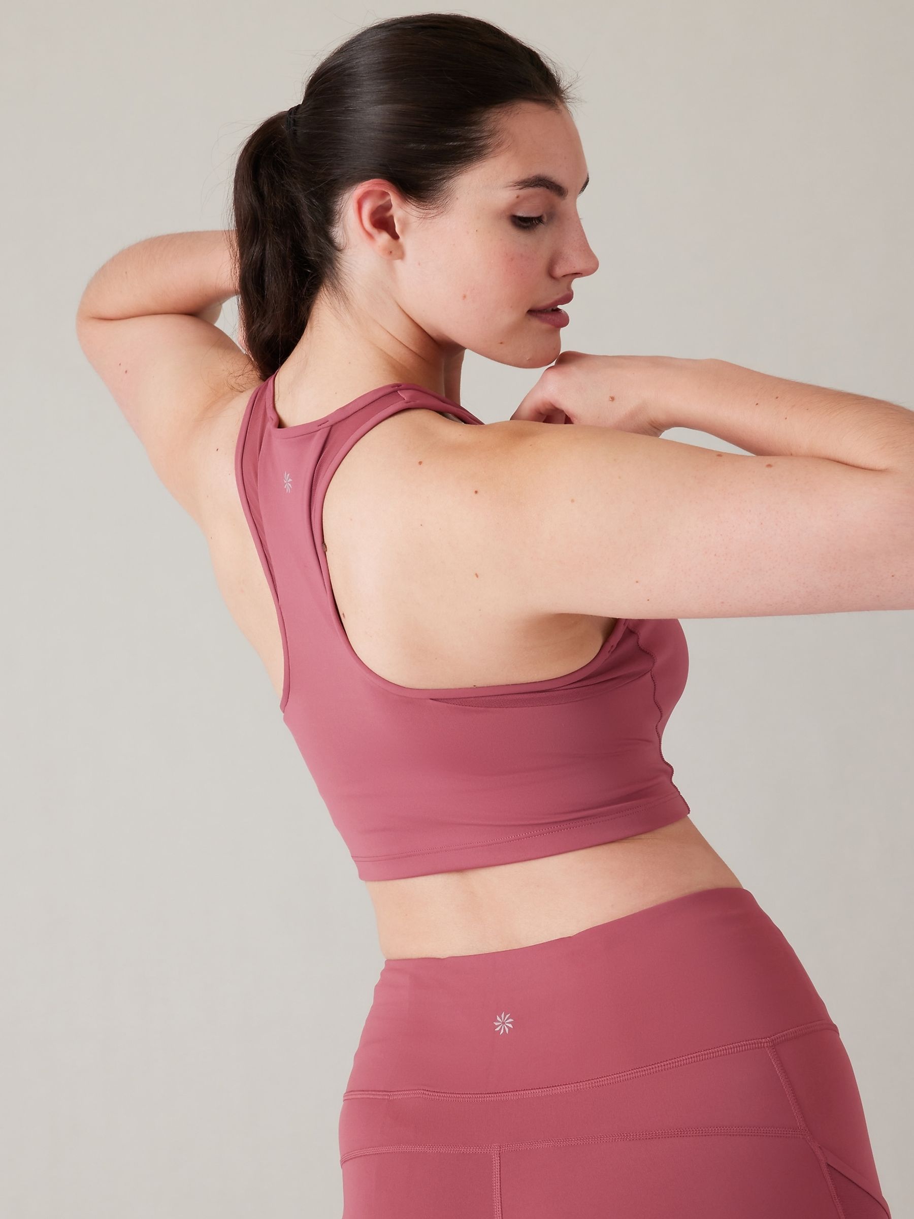Athleta Pink Conscious Mesh Crop Medium Impact Sports Bra - Image 4 of 6