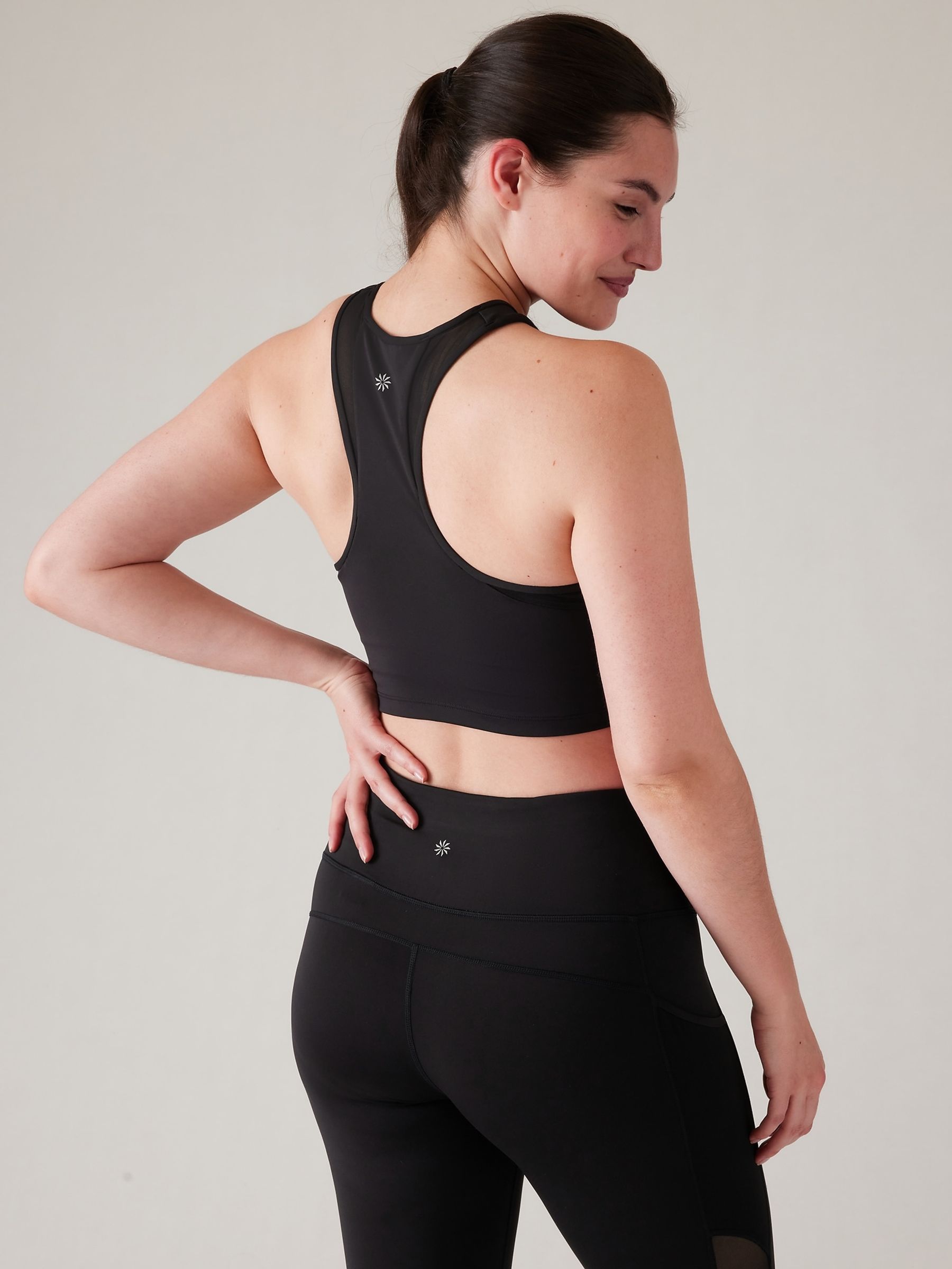 Athleta Black Conscious Mesh Crop Medium Impact Sports Bra - Image 2 of 5