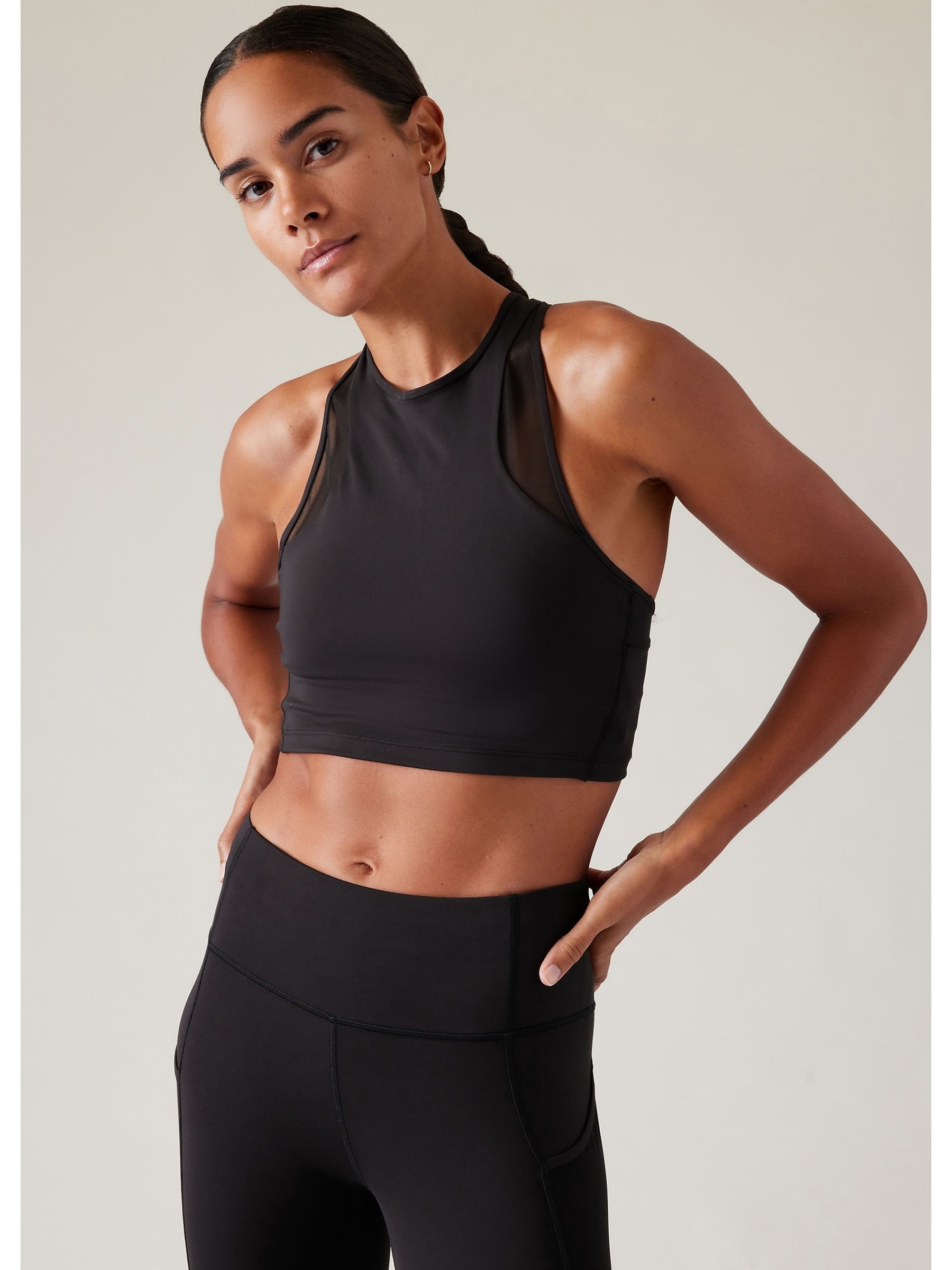 Athleta Black Conscious Mesh Crop Medium Impact Sports Bra - Image 3 of 5