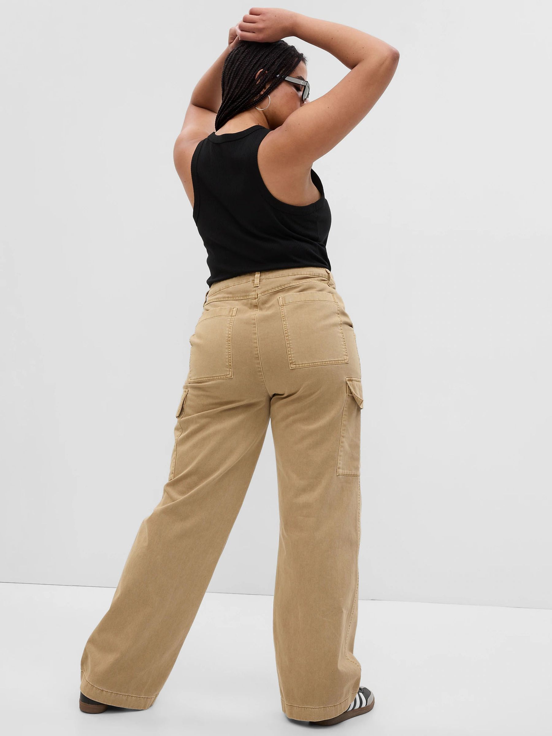 Beige Loose Khaki Cargo Trousers - Image 4 of 5