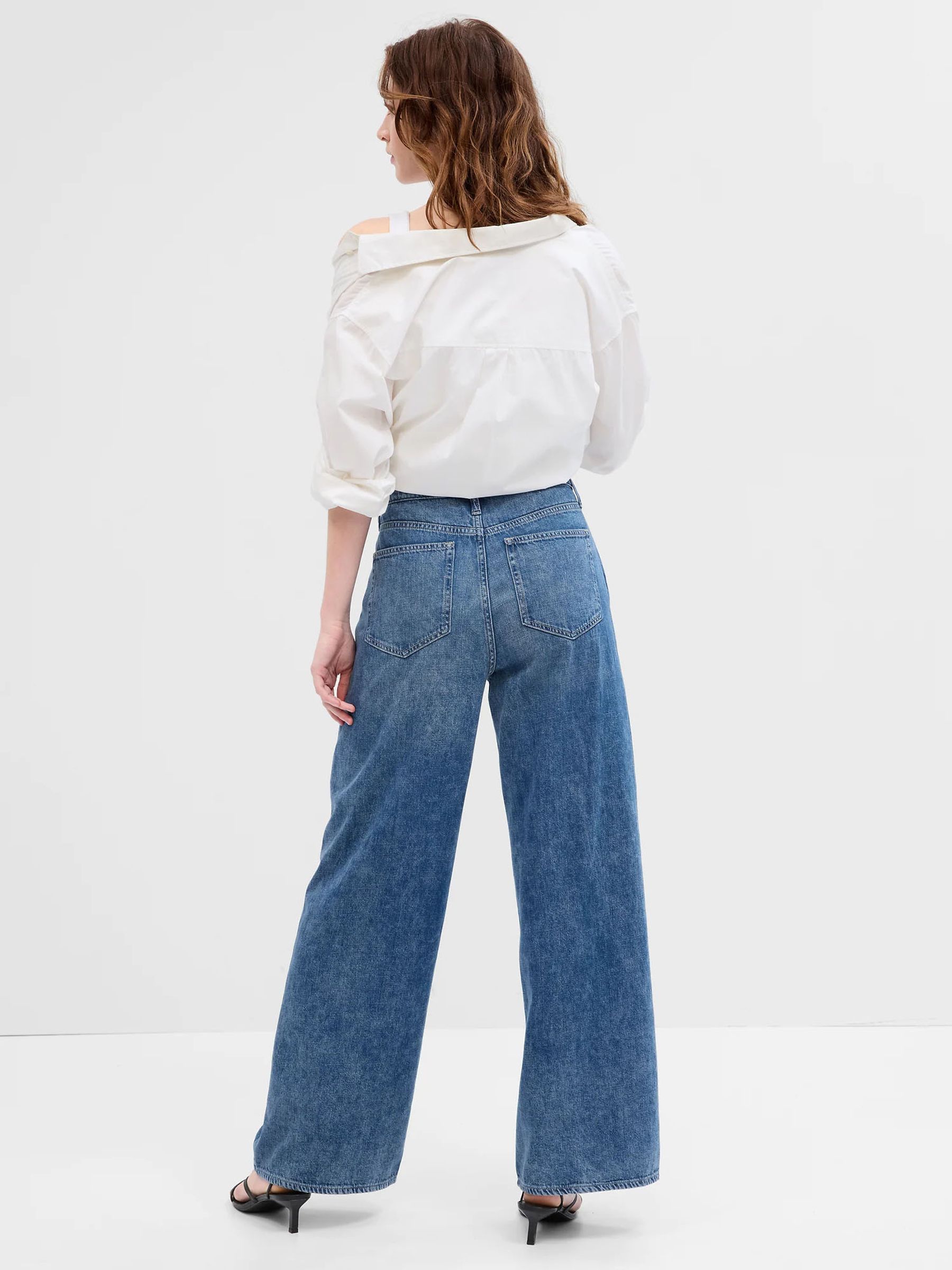 Mid Blue High Waisted Wide Leg Jeans - Image 2 of 5