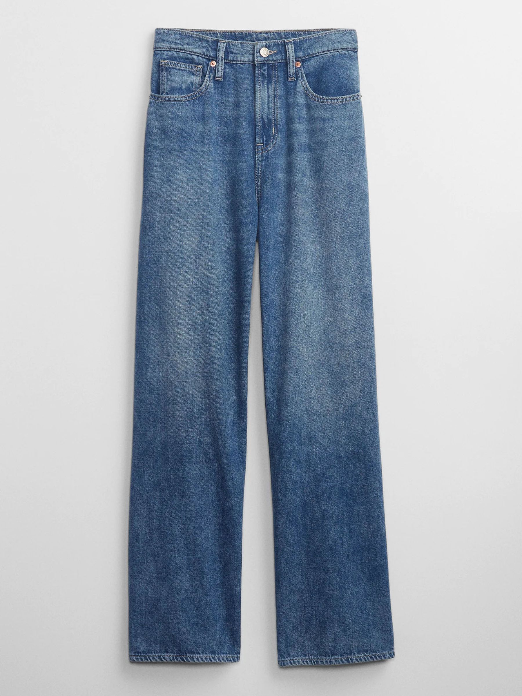 Mid Blue High Waisted Wide Leg Jeans - Image 3 of 5