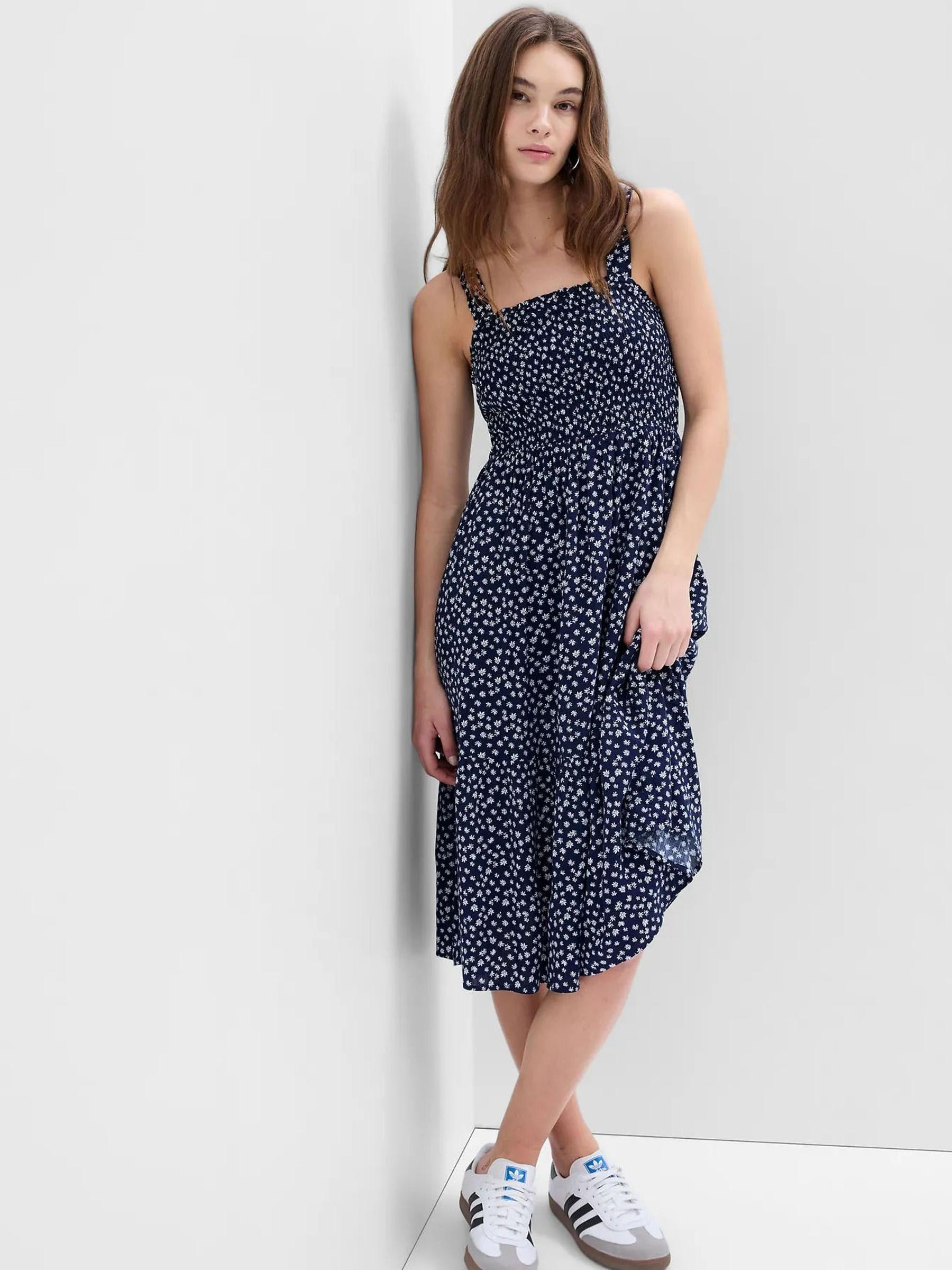 Blue Smocked Midi Dress - Image 1 of 1