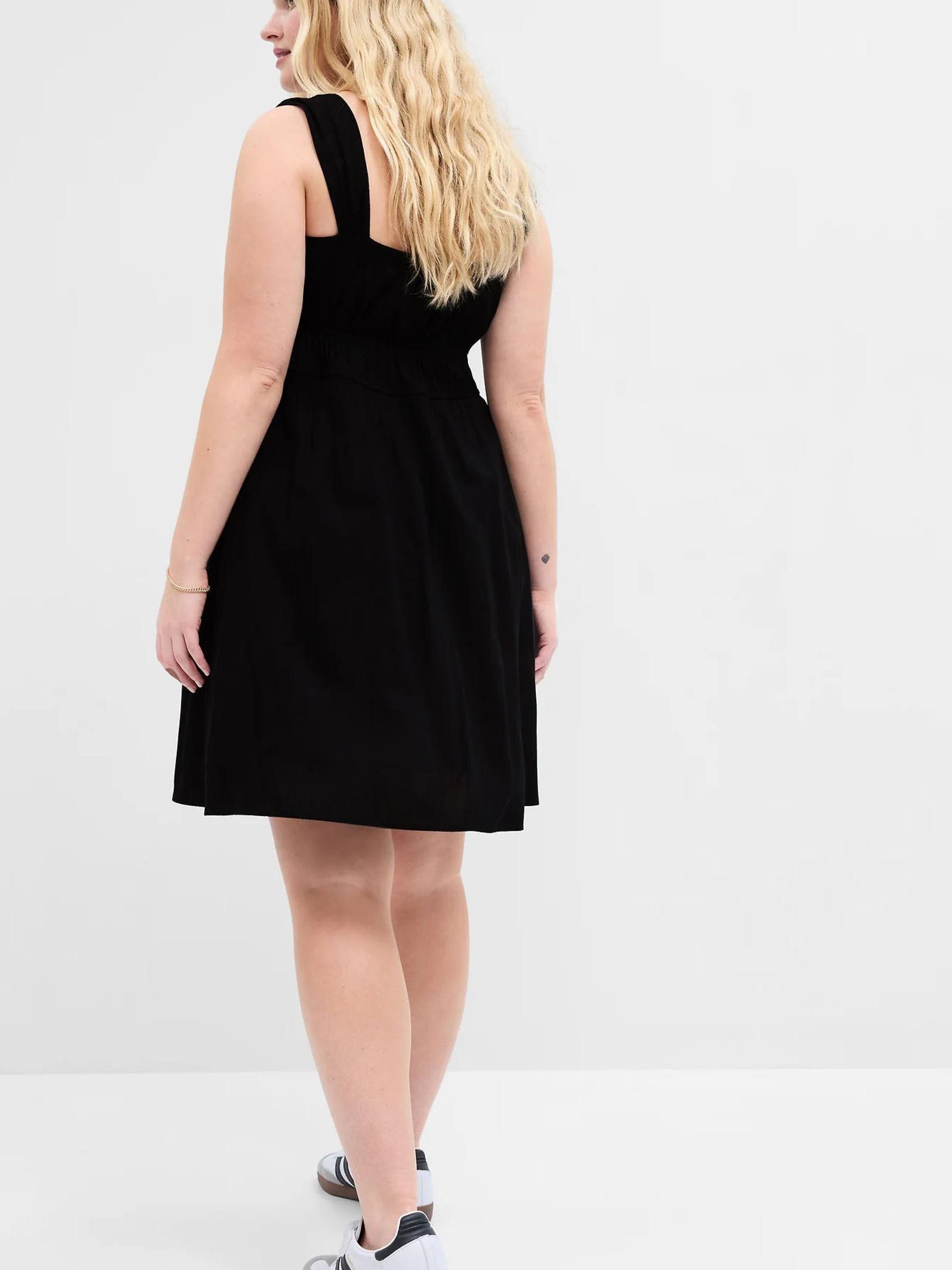 Black Tie-Neck Smocked Mini Dress - Image 2 of 5
