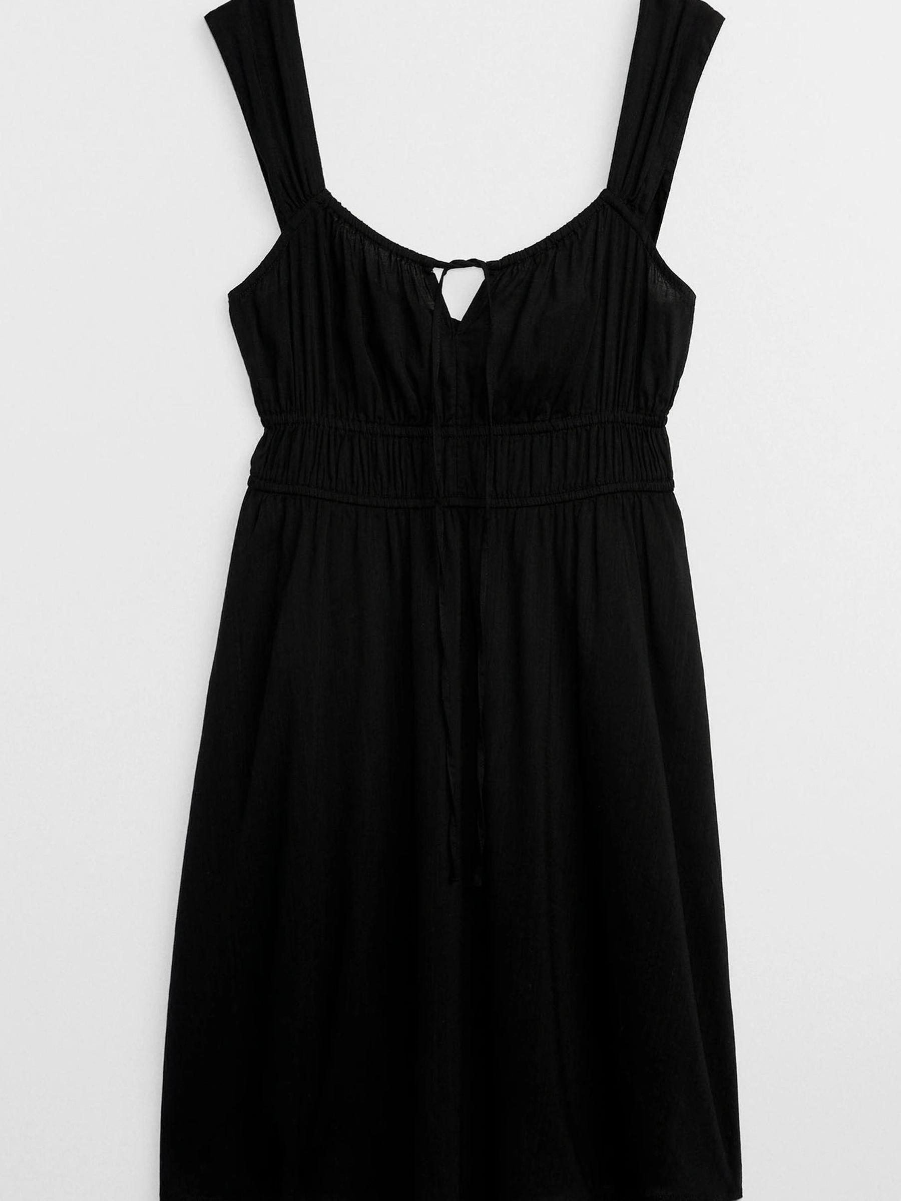 Black Tie-Neck Smocked Mini Dress - Image 5 of 5