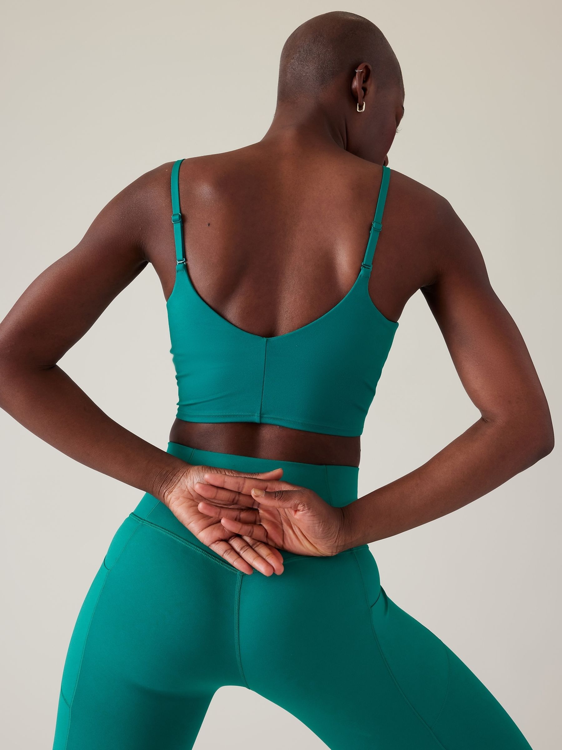 Athleta Green A-C Cup Elation V-Neck Crop Low Impact Sports Bra - Image 6 of 8