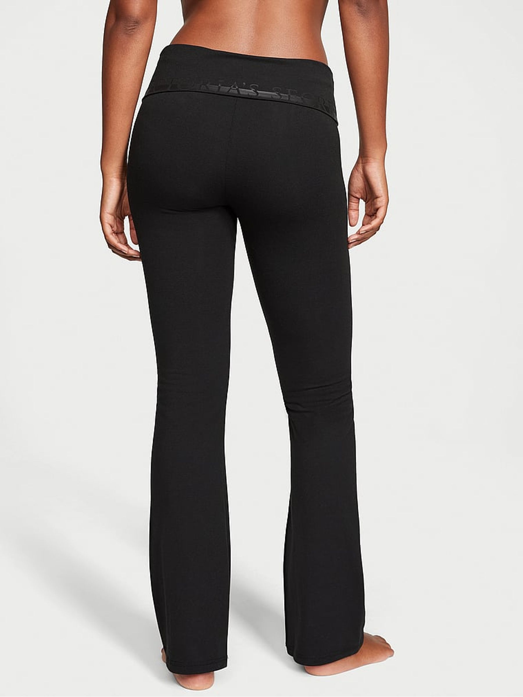 Pure Black Graphic Foldover Yoga Foldover Flare Legging - Image 2 of 3