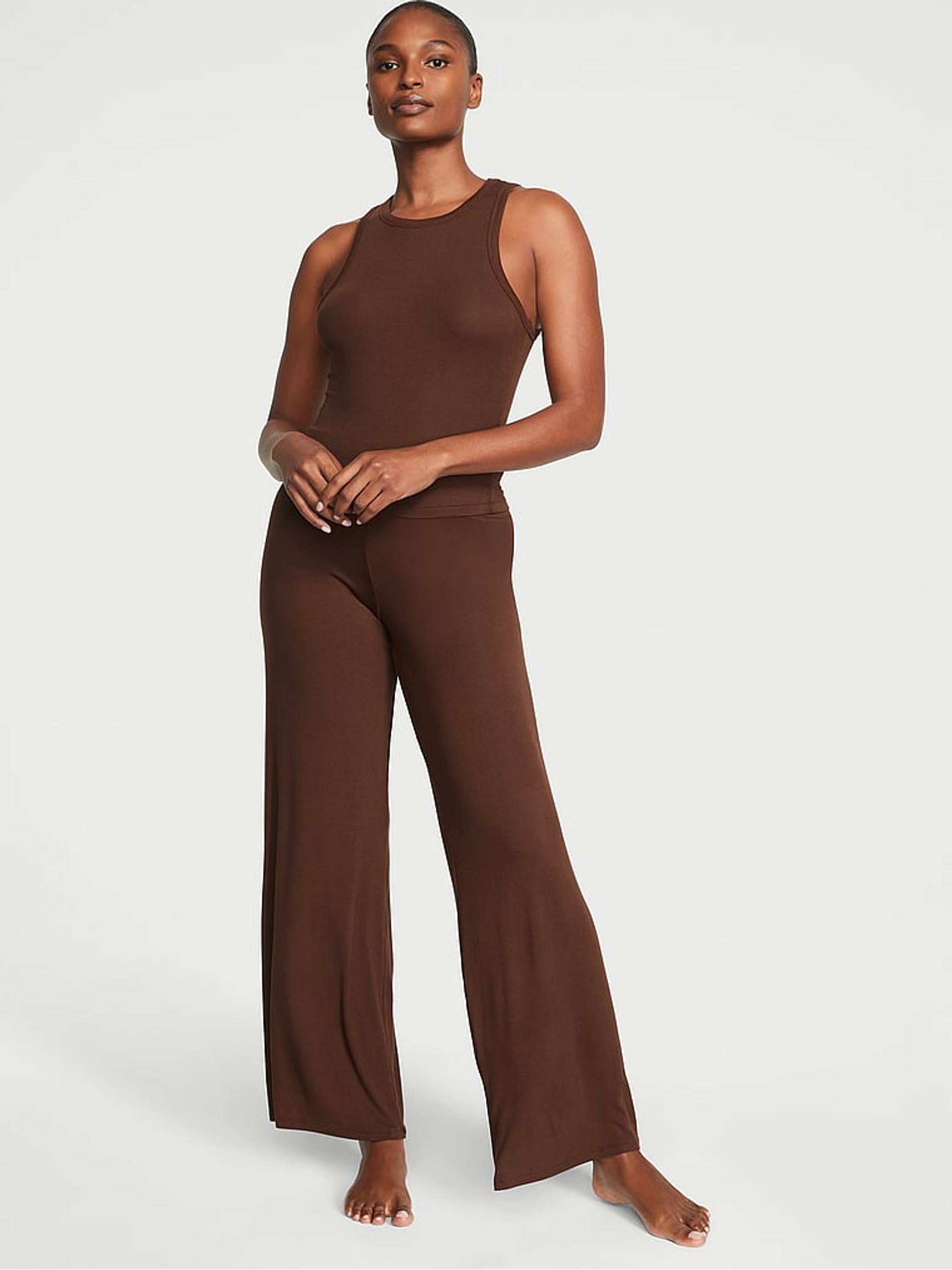 Dark Brown Tank Long Pyjamas - Image 1 of 3