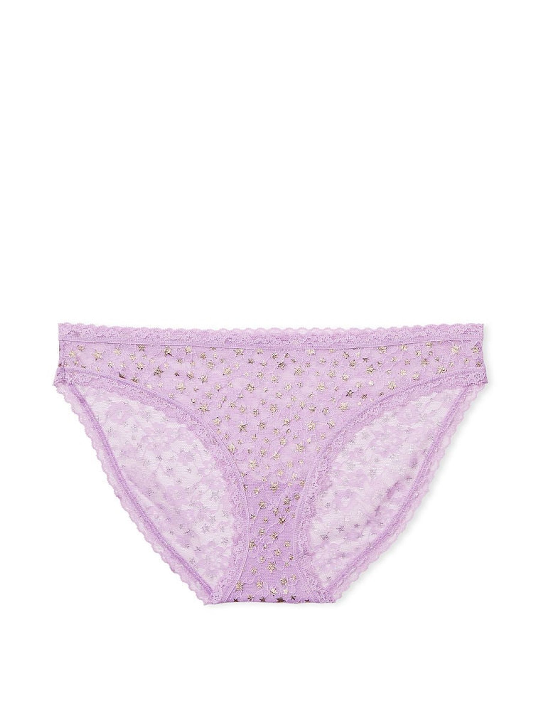 Silky Lilac Purple Star Foil Print Bikini Knickers - Image 3 of 3