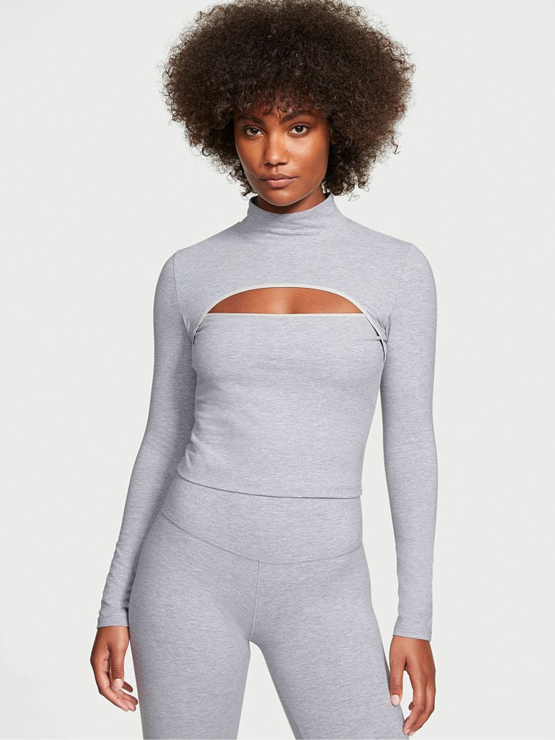 Medium Heather Grey Cutout Long Sleeved Top - Image 1 of 3