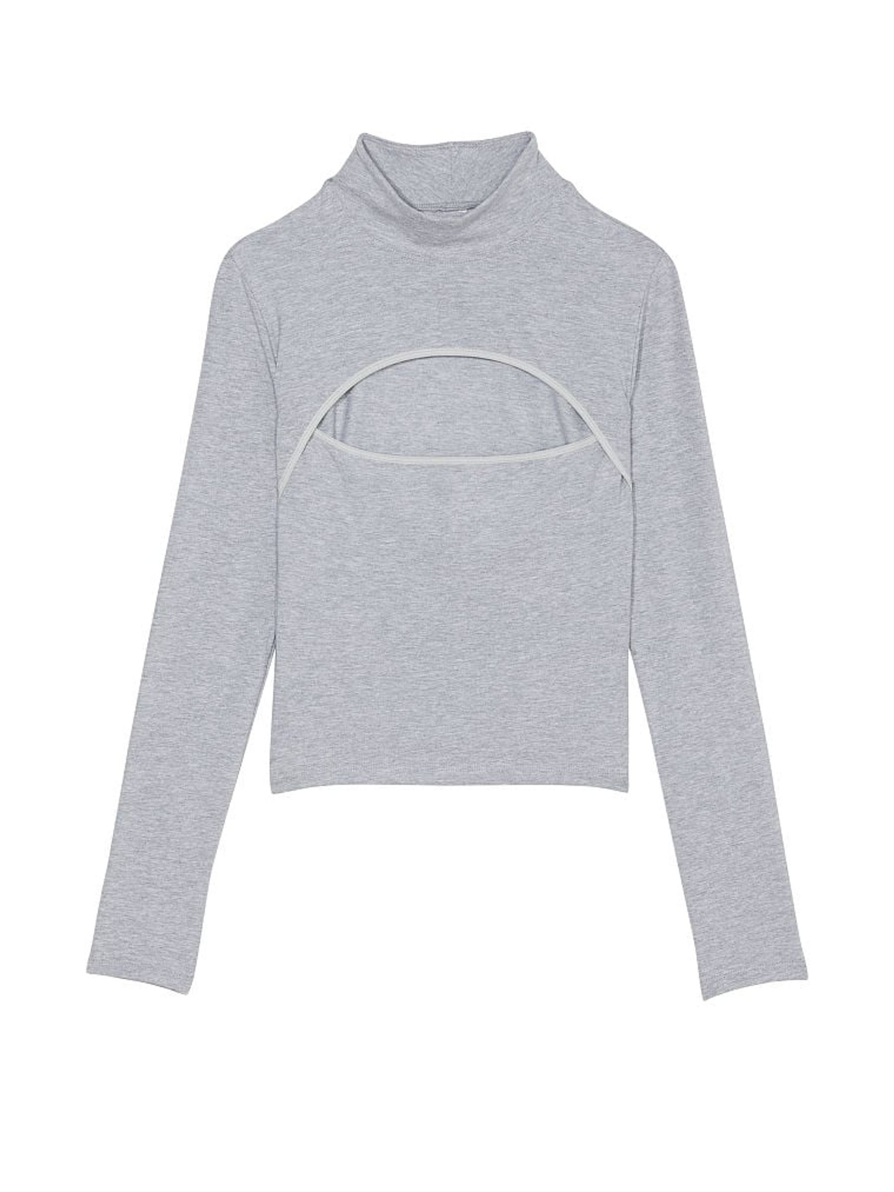 Medium Heather Grey Cutout Long Sleeved Top - Image 3 of 3