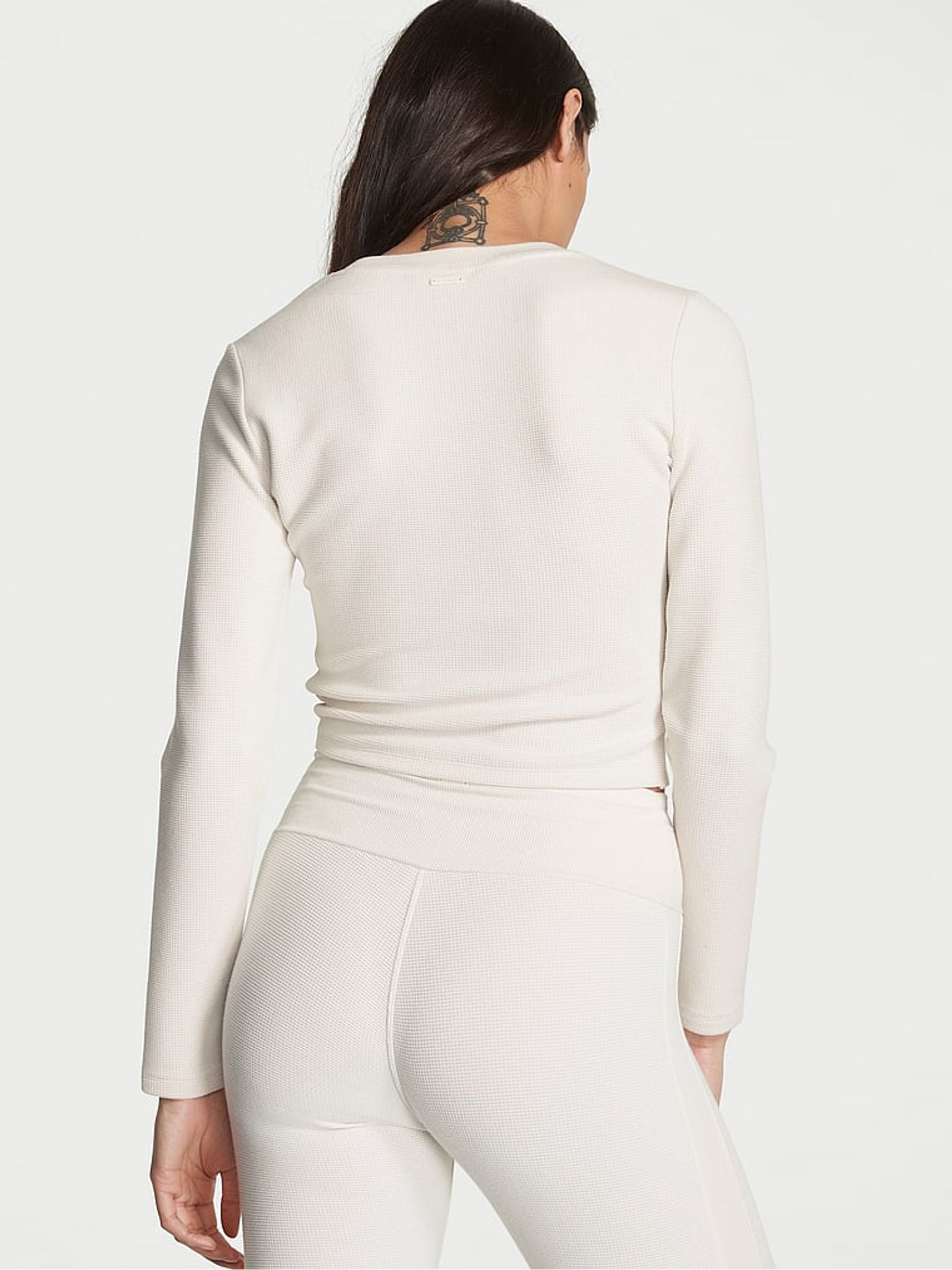 Linen White Double Knit Waffle Twist Top - Image 2 of 4