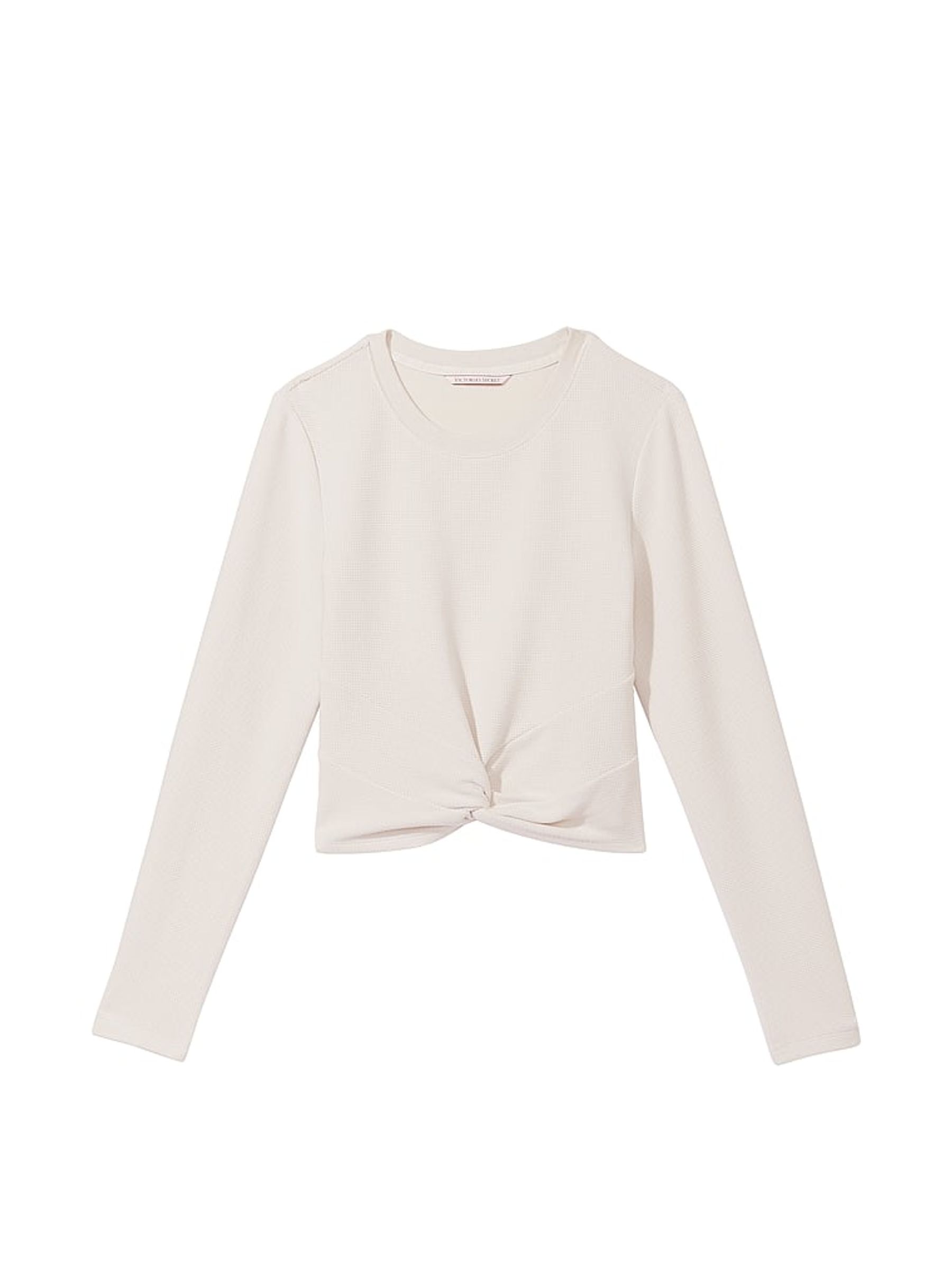 Linen White Double Knit Waffle Twist Top - Image 4 of 4