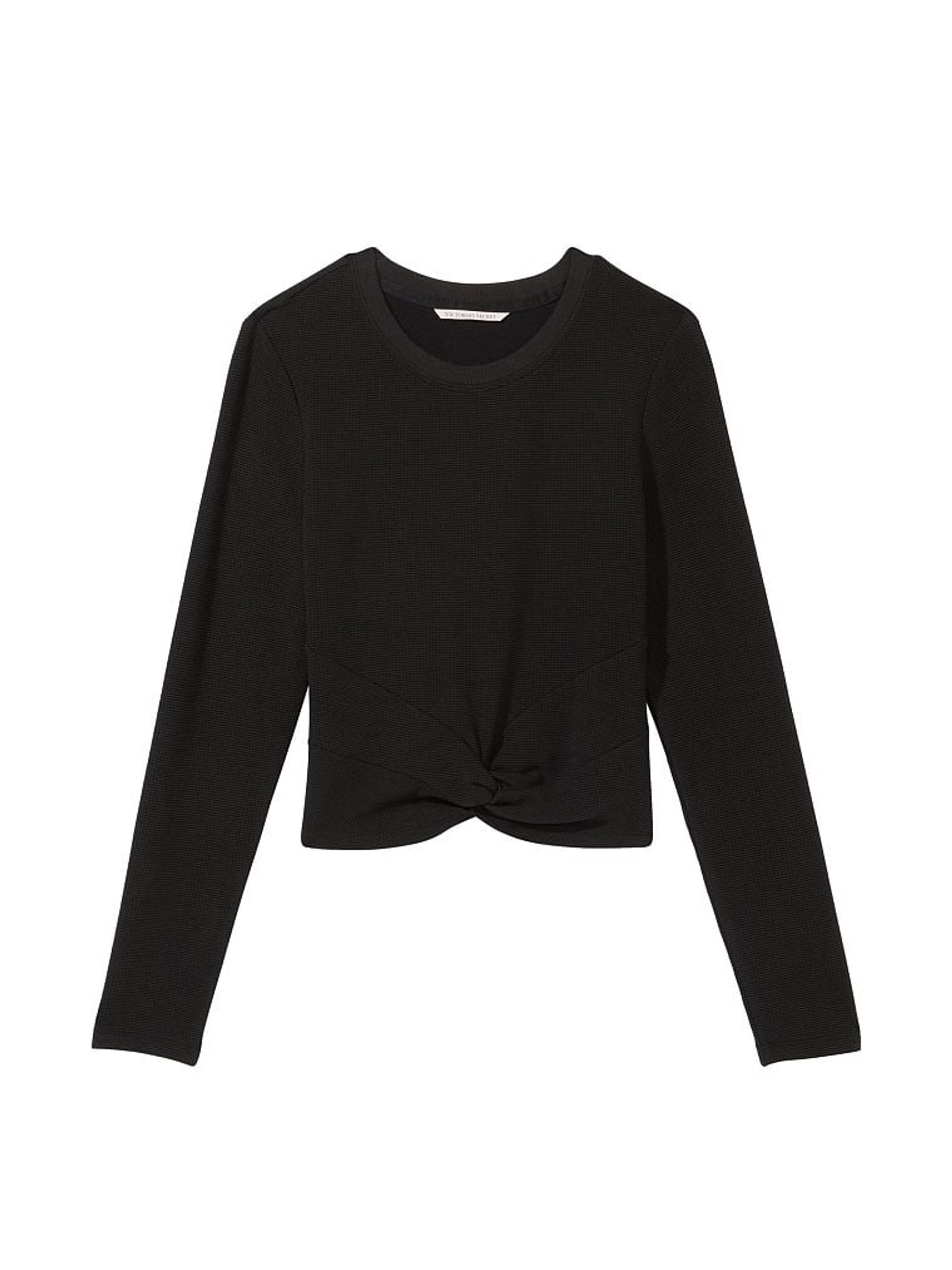 Pure Black Double Knit Waffle Twist Top - Image 3 of 3