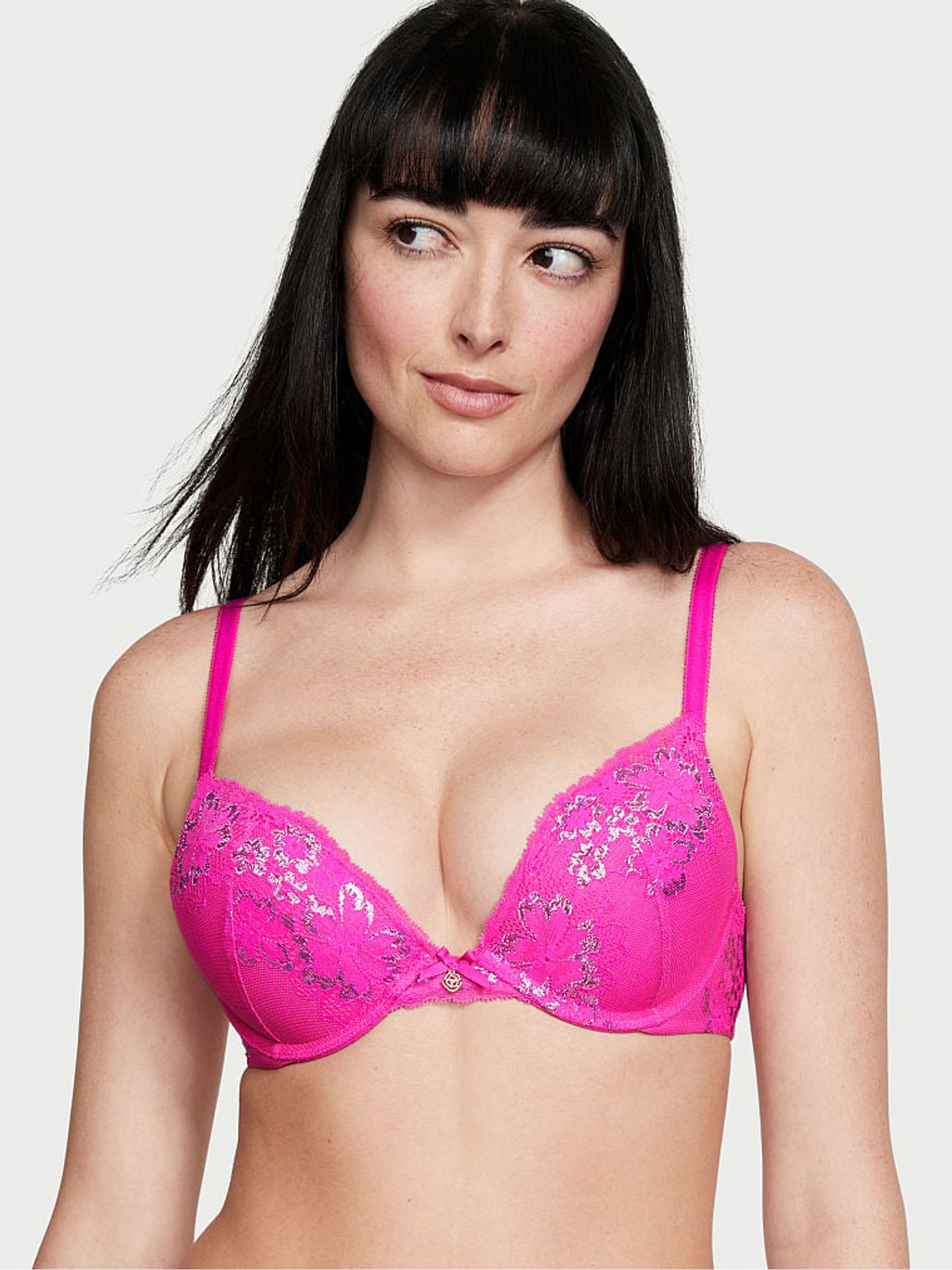 Fuchsia Frenzy Pink Lace Push Up Bra - Image 1 of 1