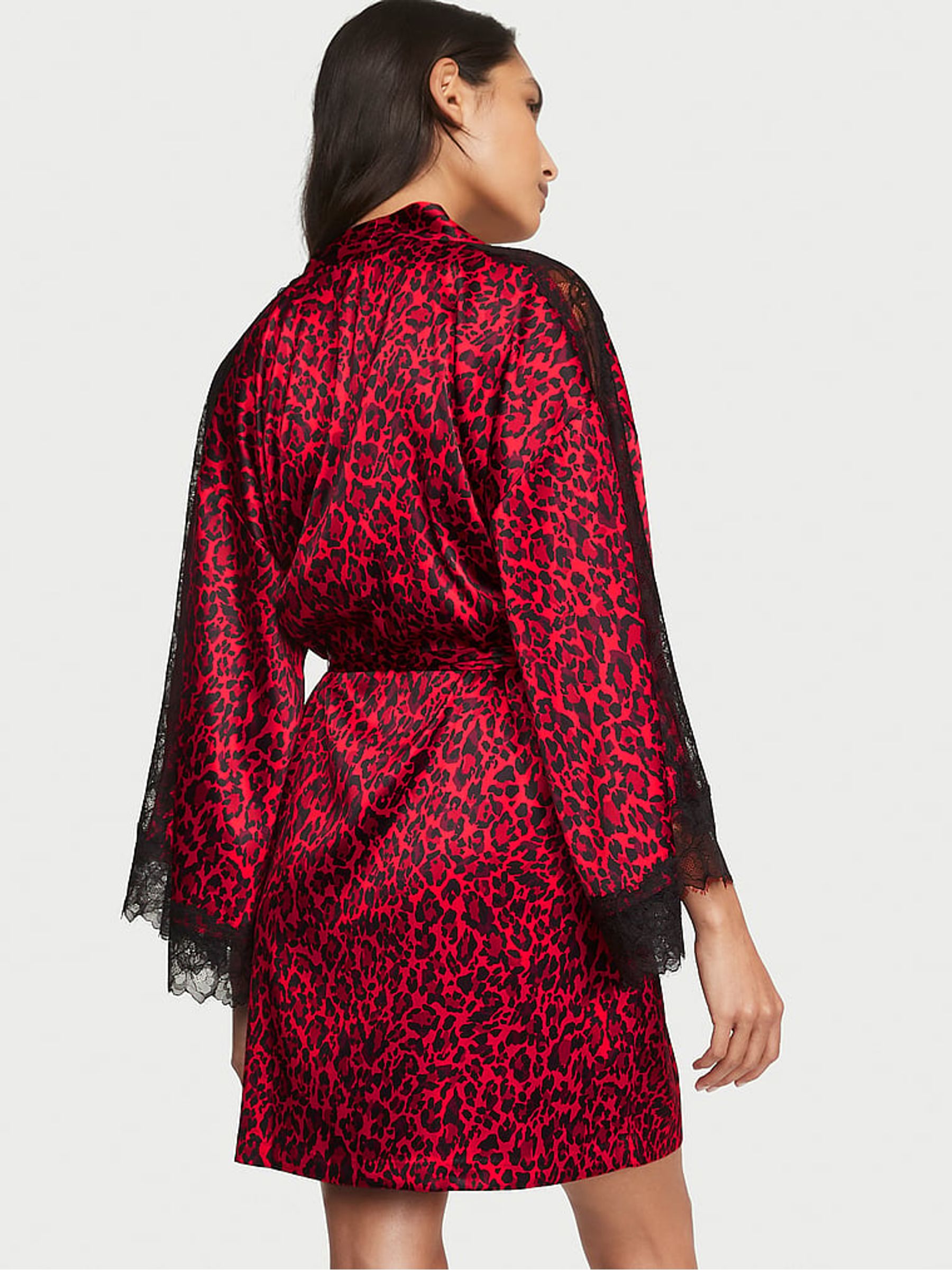 Graphic Leopard Nude Lace Inset Robe - Image 2 of 3