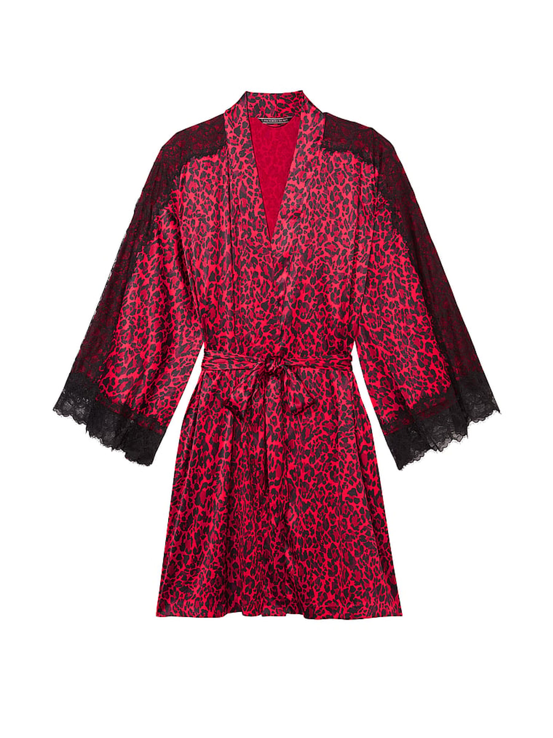 Graphic Leopard Nude Lace Inset Robe - Image 3 of 3