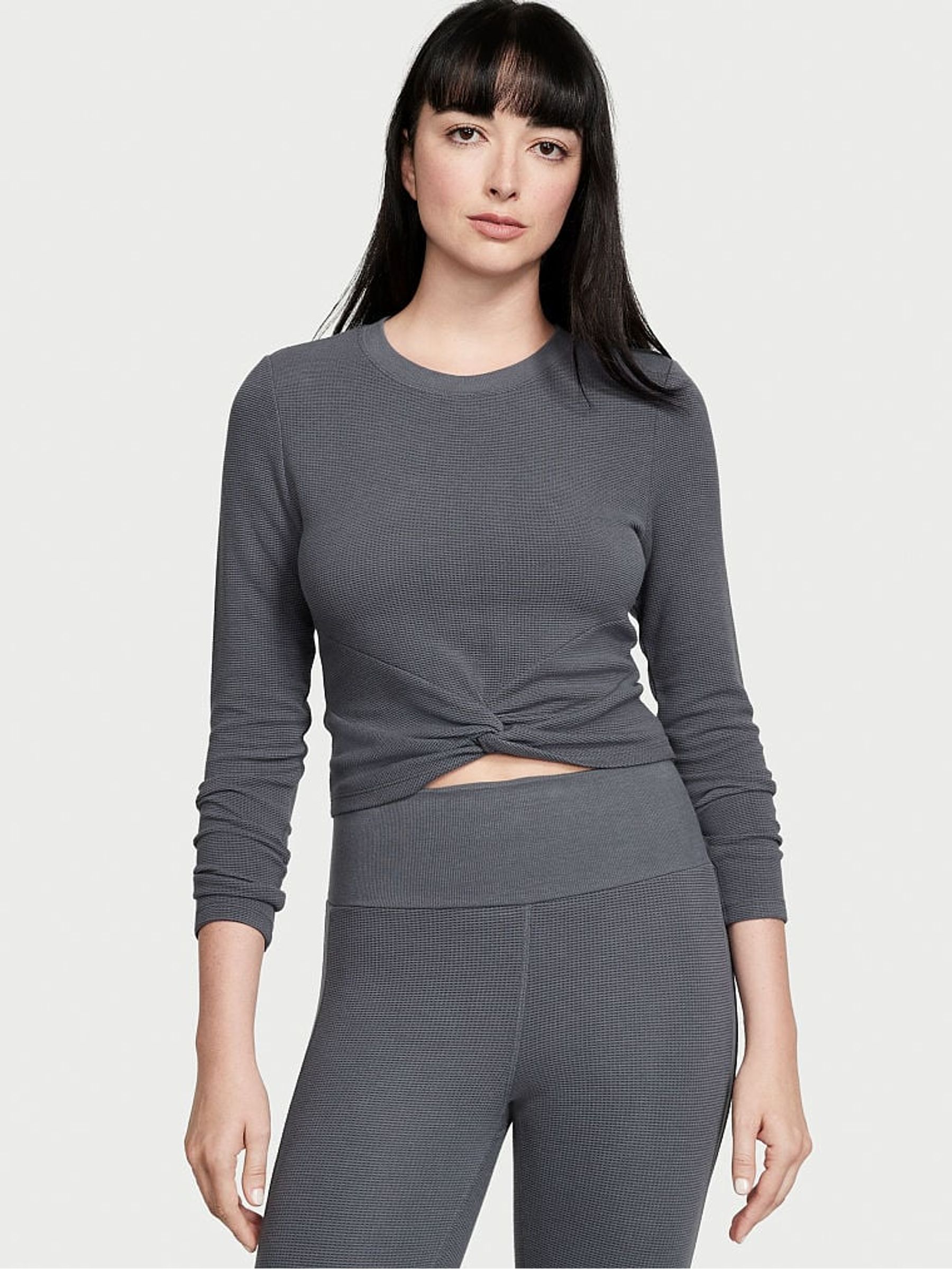 Infinity Blue Double Knit Waffle Twist Top - Image 1 of 4
