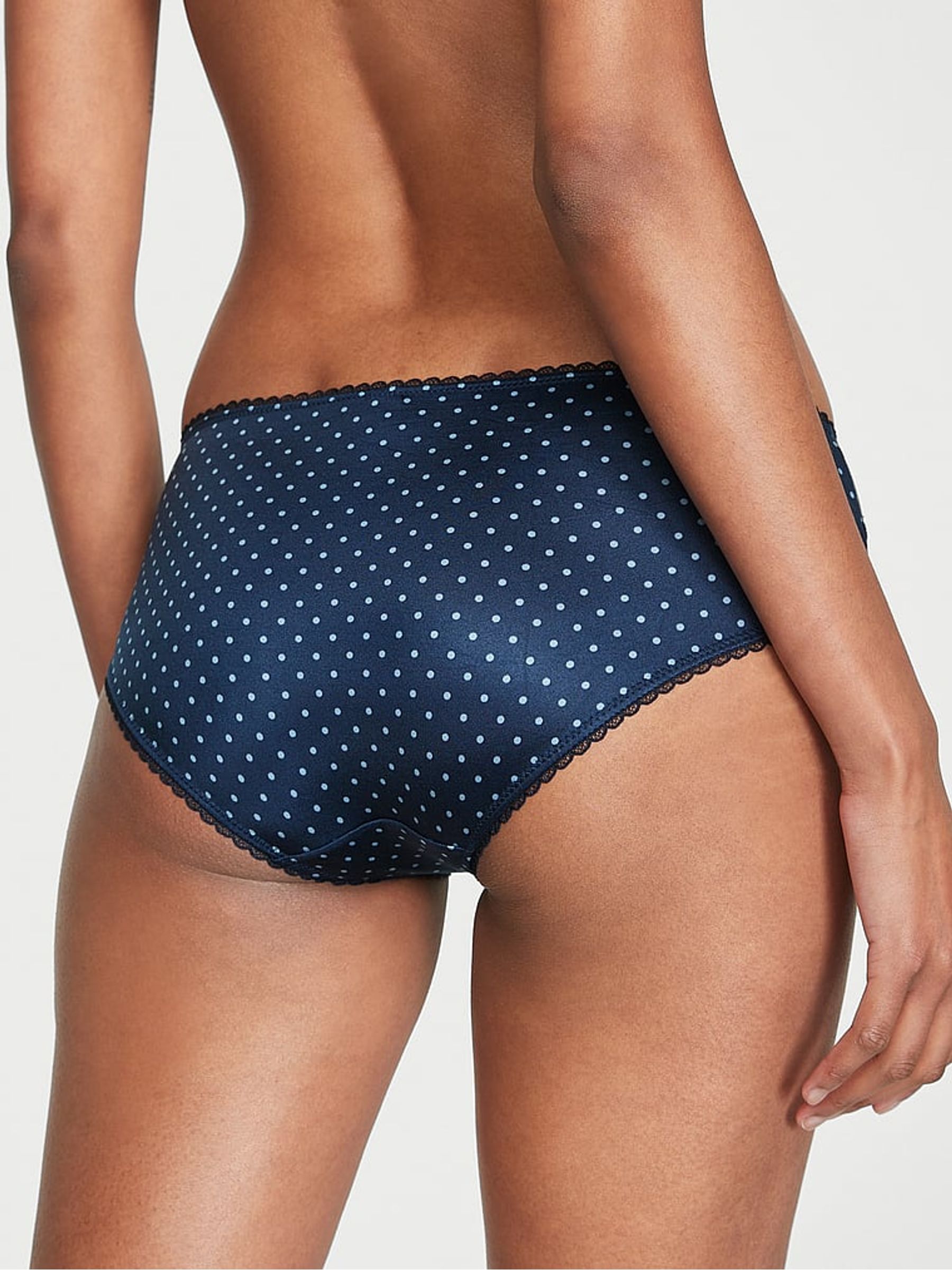 Noir Navy Blue Dot Print Smooth Hipster Knickers - Image 2 of 3